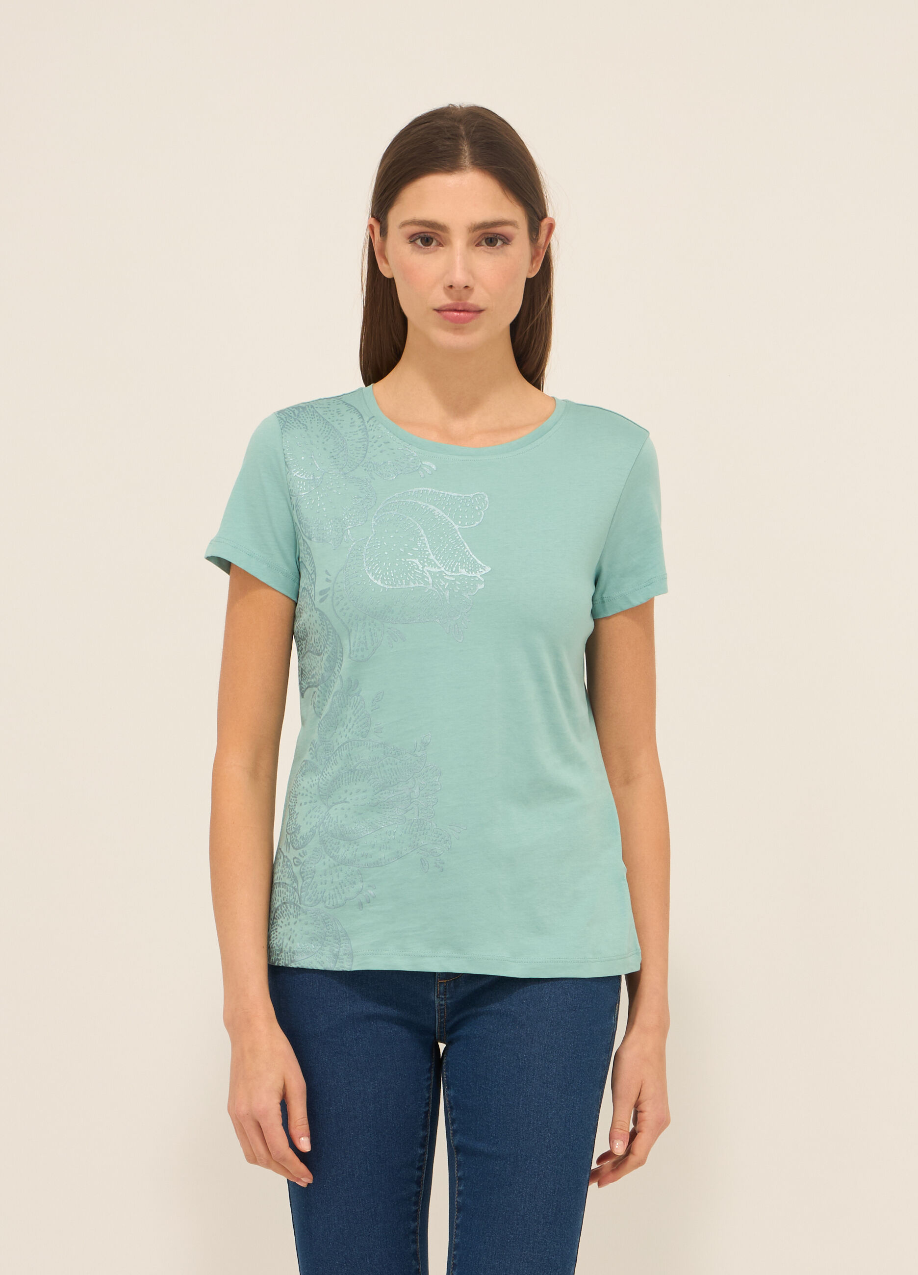 T-shirt in jersey di puro cotone donna_0