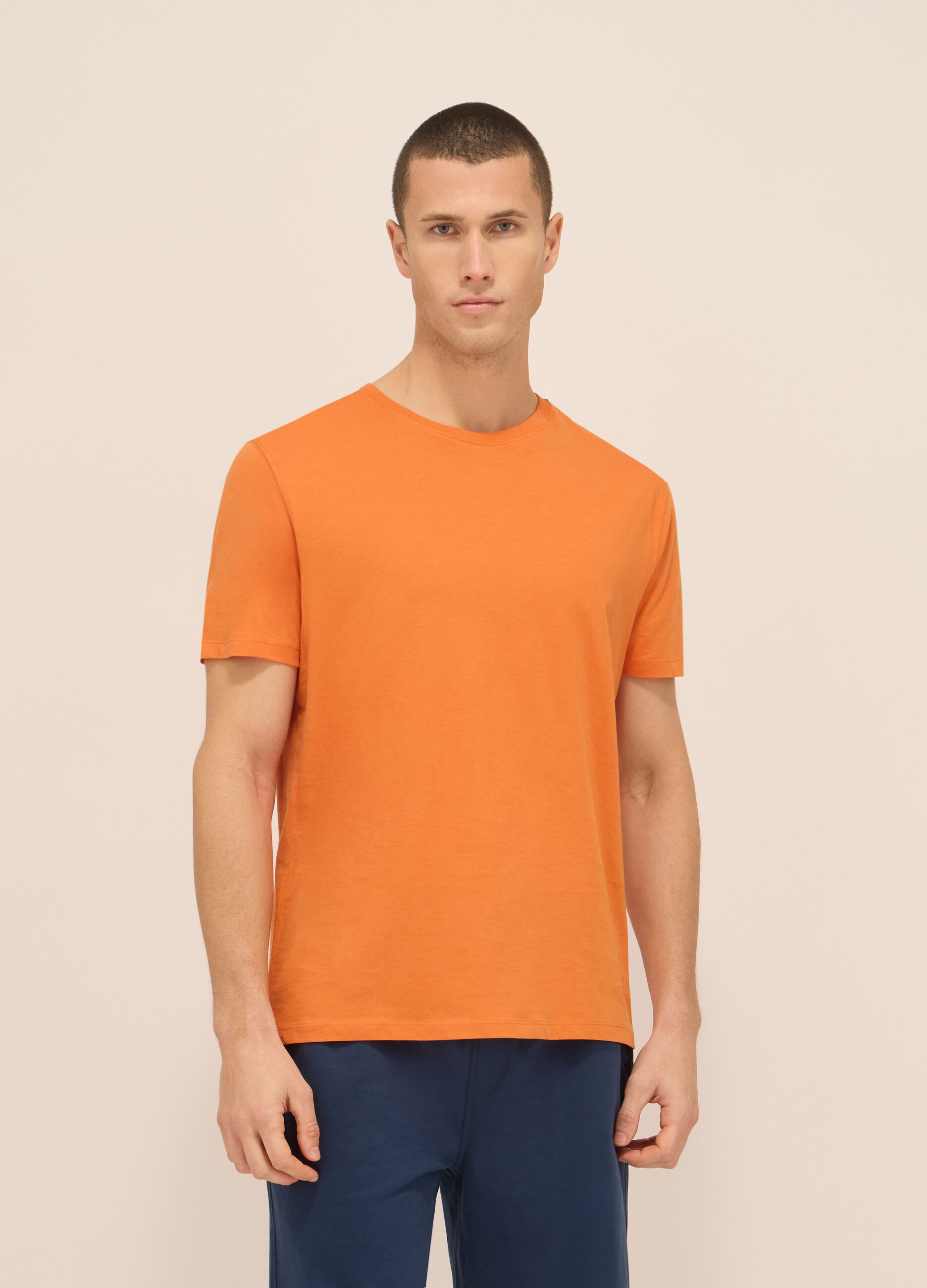 T-shirt girocollo in jersey di puro cotone uomo_0