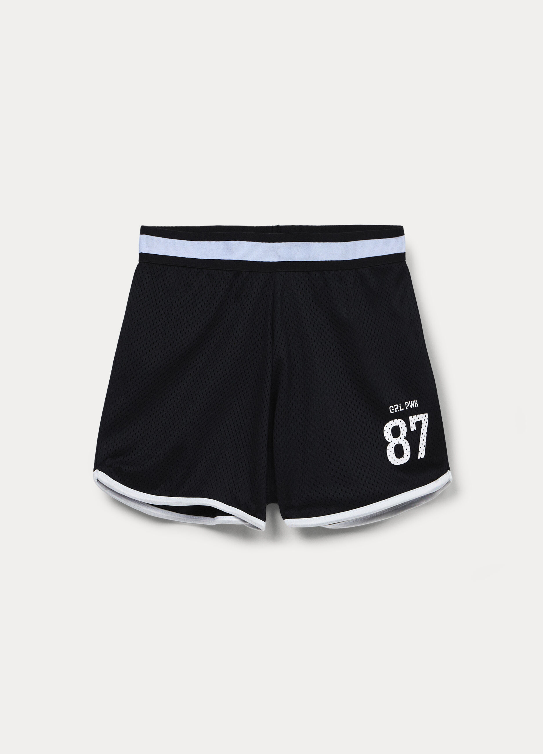 Shorts in mesh con stampa ragazza_0