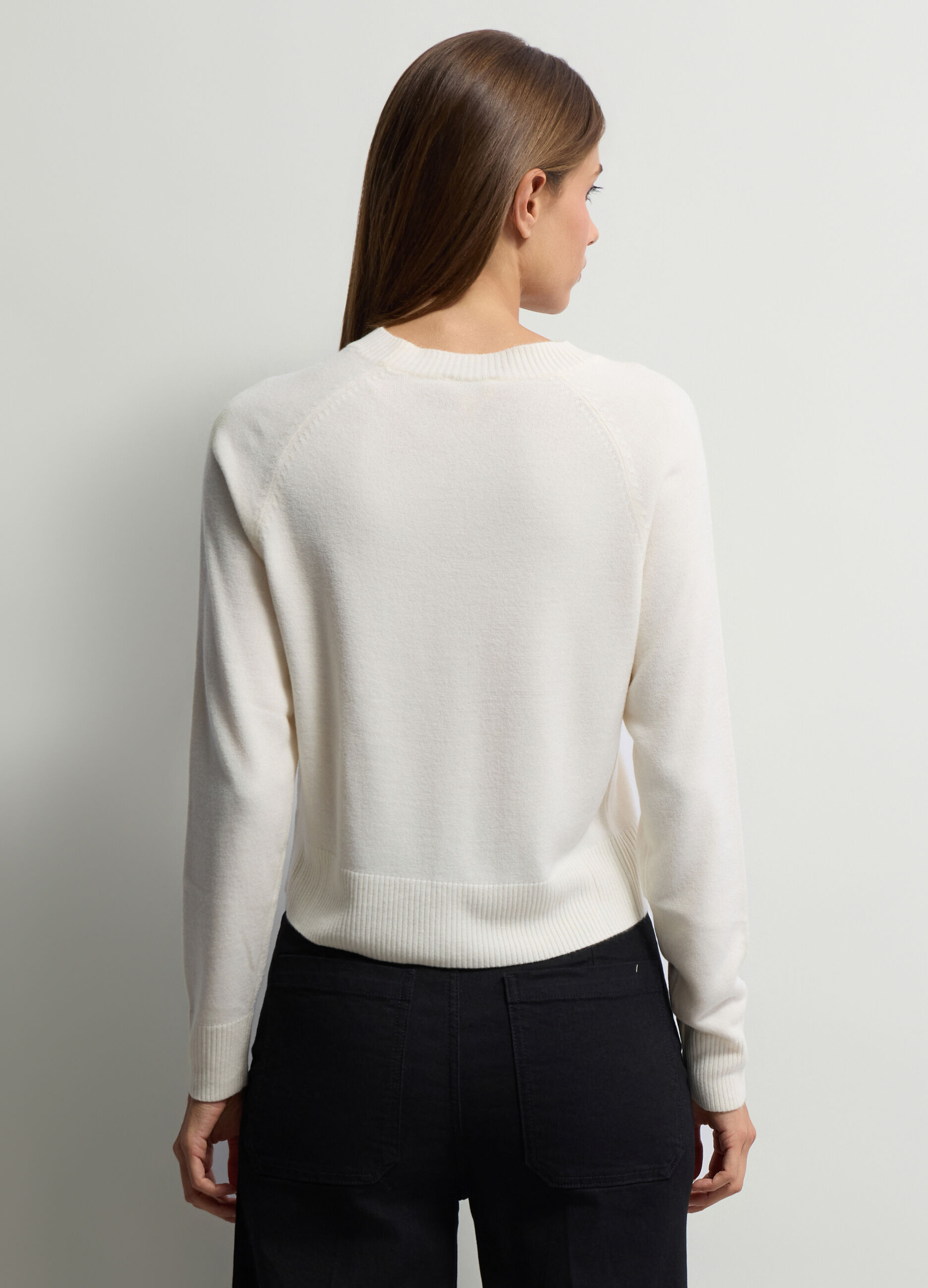 Pullover girocollo in maglia rasata donna_1