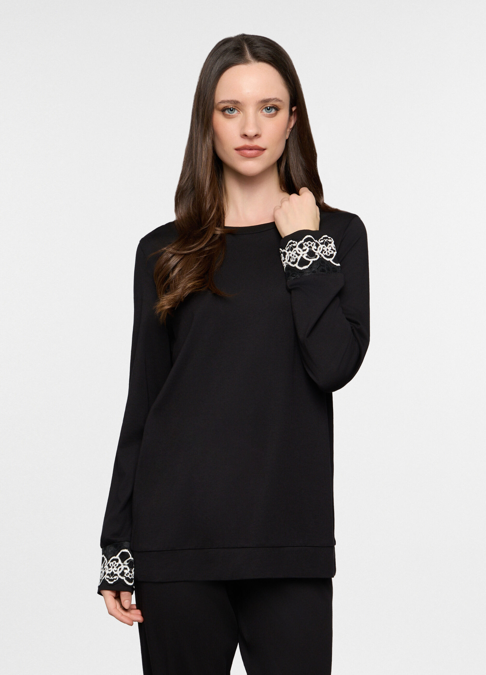 Top pigiama girocollo in jersey donna_0