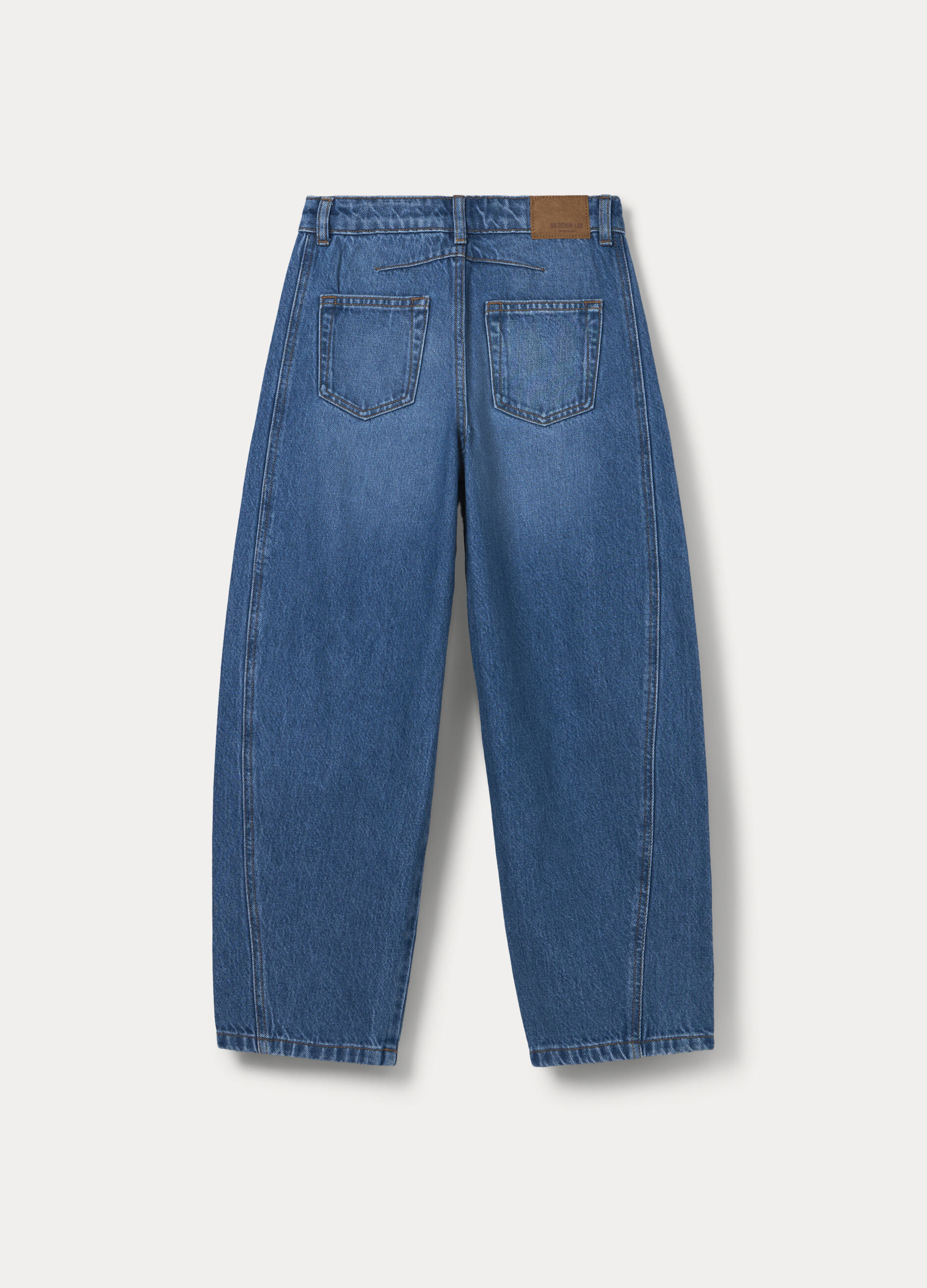 Pantaloni mom fit in denim di puro cotone ragazza_1