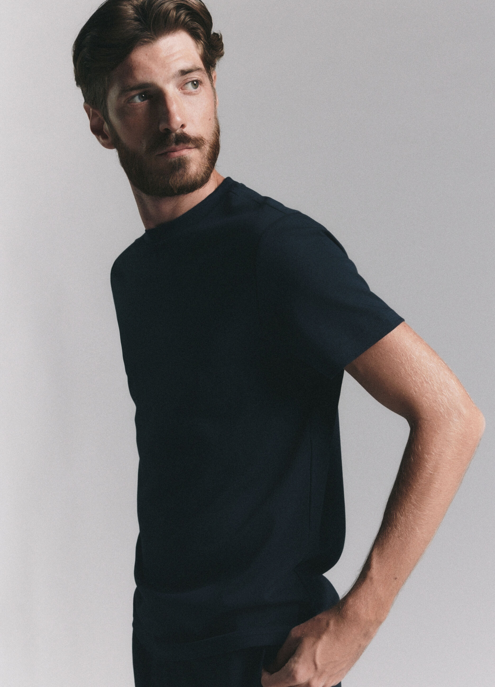 T-shirt girocollo in interlock di cotone uomo_1