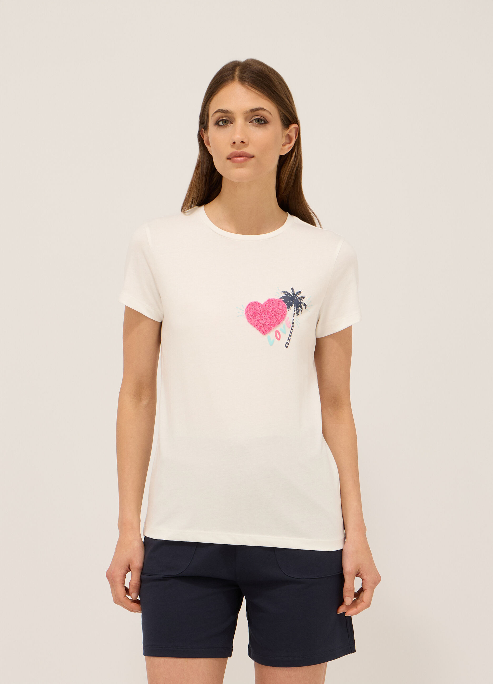 T-shirt in jersey di puro cotone donna_0