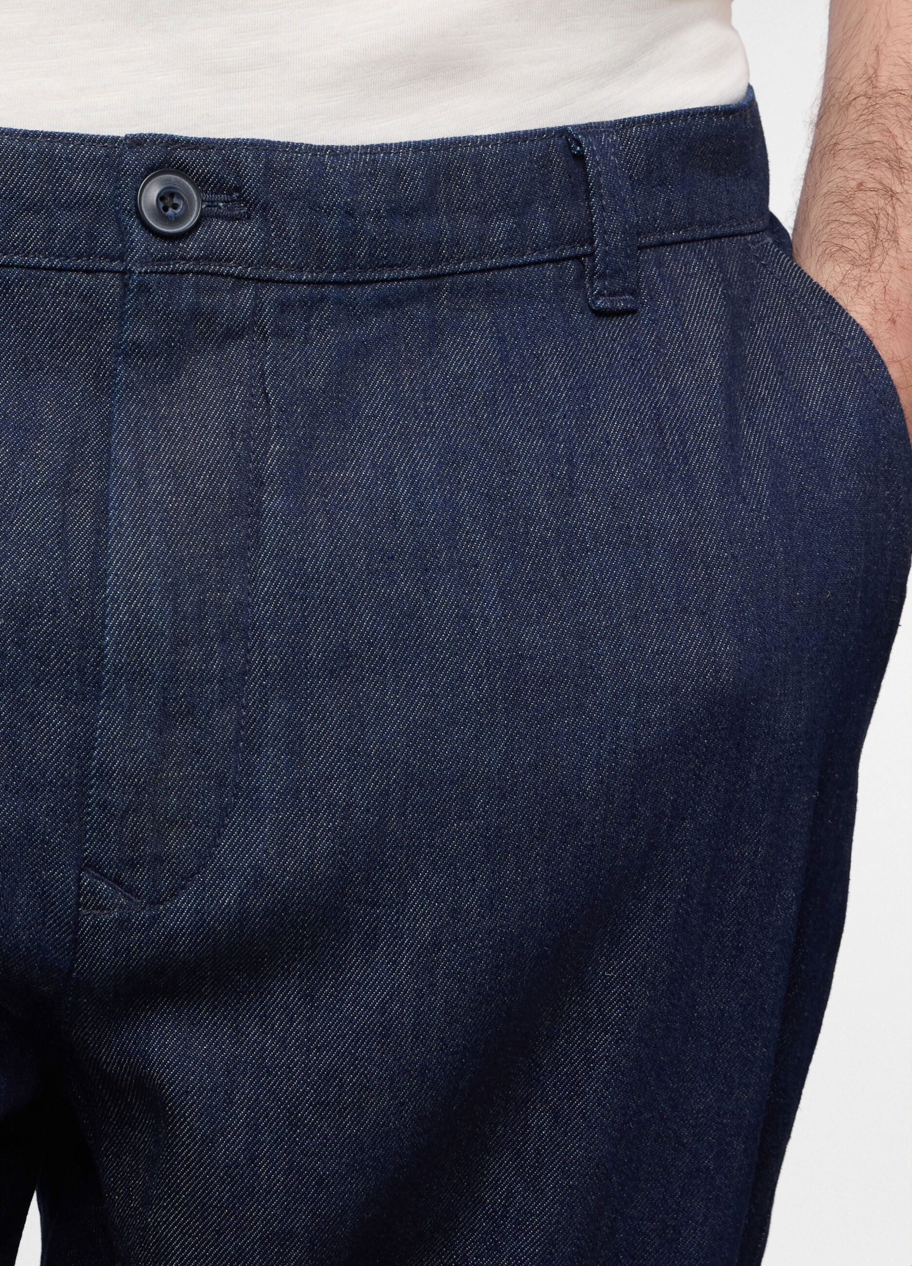 Pantalone chino in misto cotone e lino uomo_2