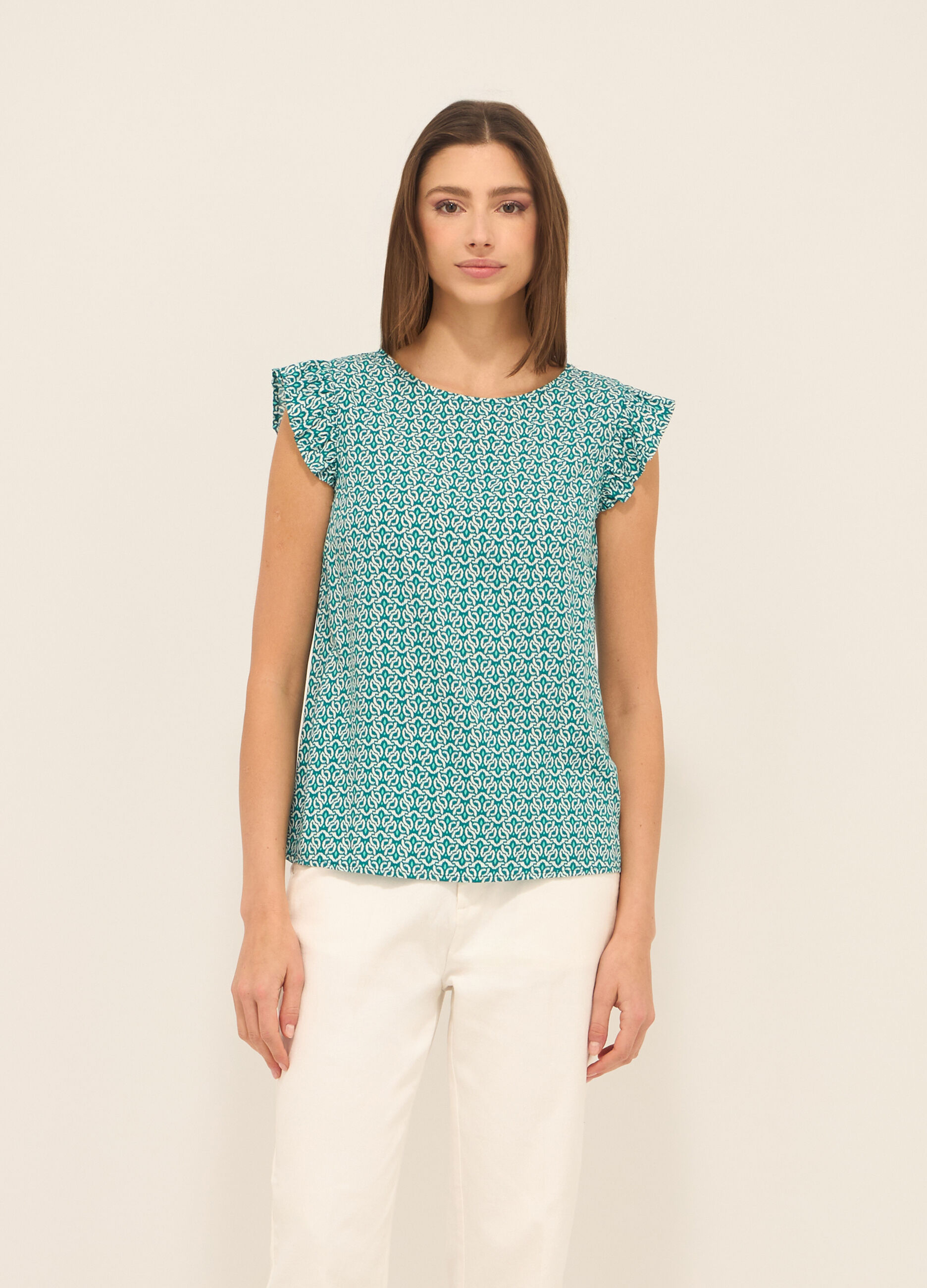 Blusa in pura viscosa con stampa donna_0