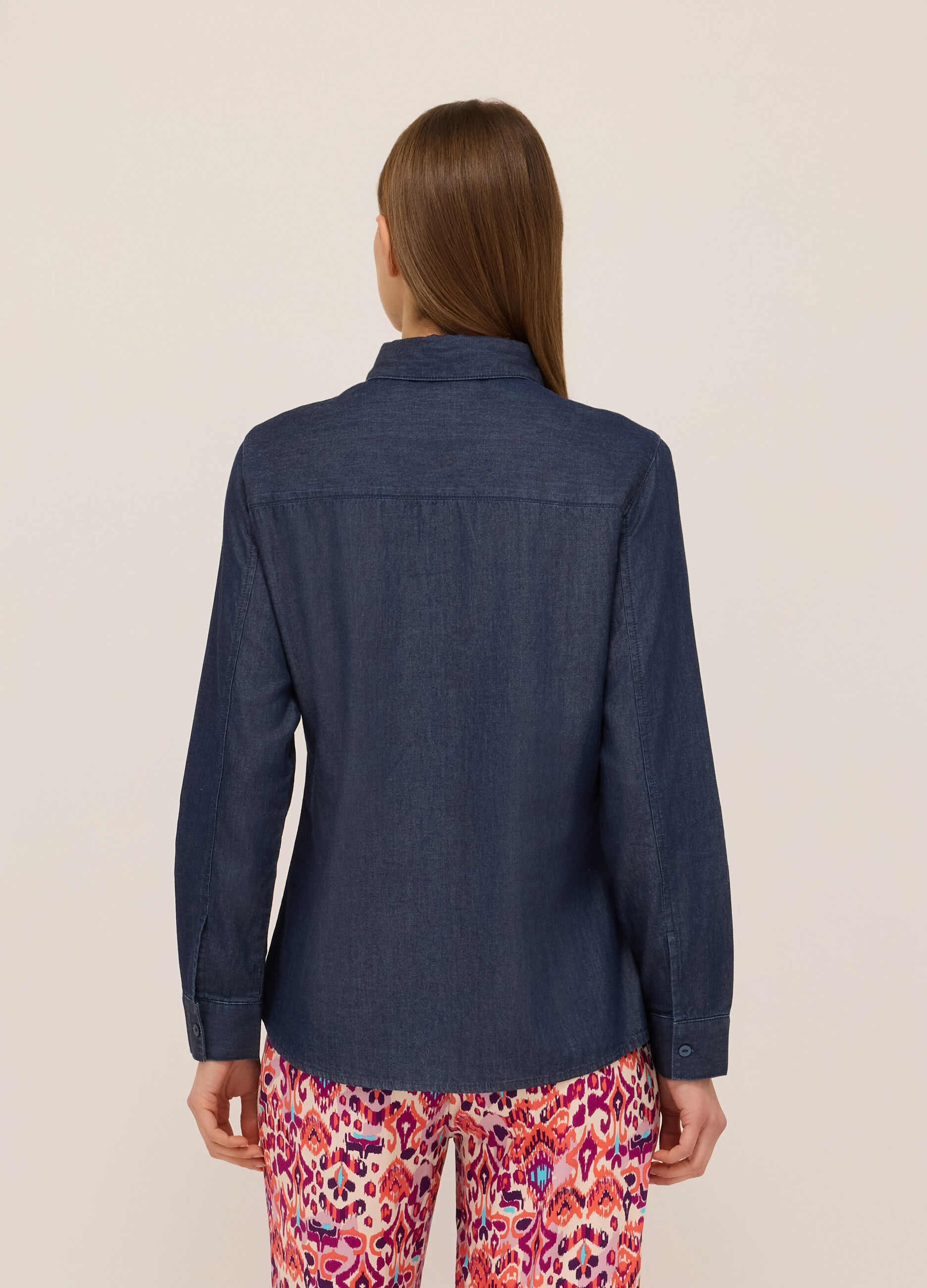 Camicia in denim di puro cotone donna_1