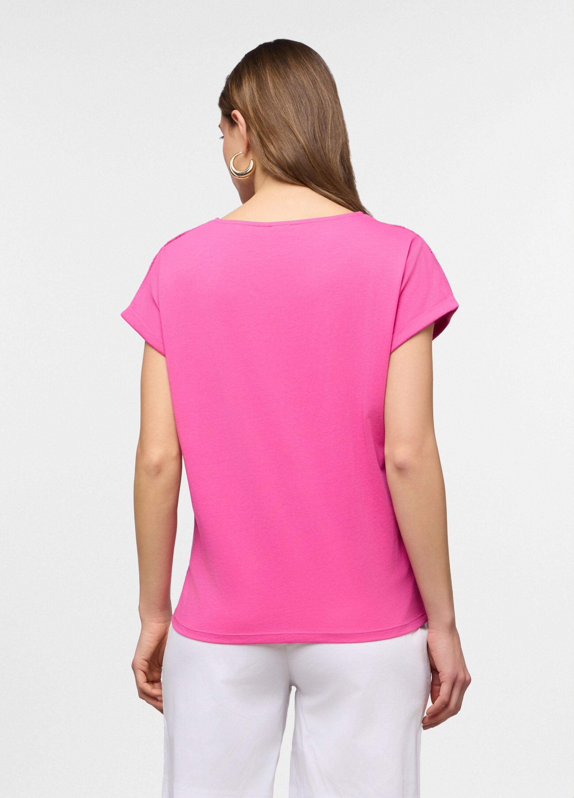 T-shirt girocollo in jersey di puro cotone donna_1