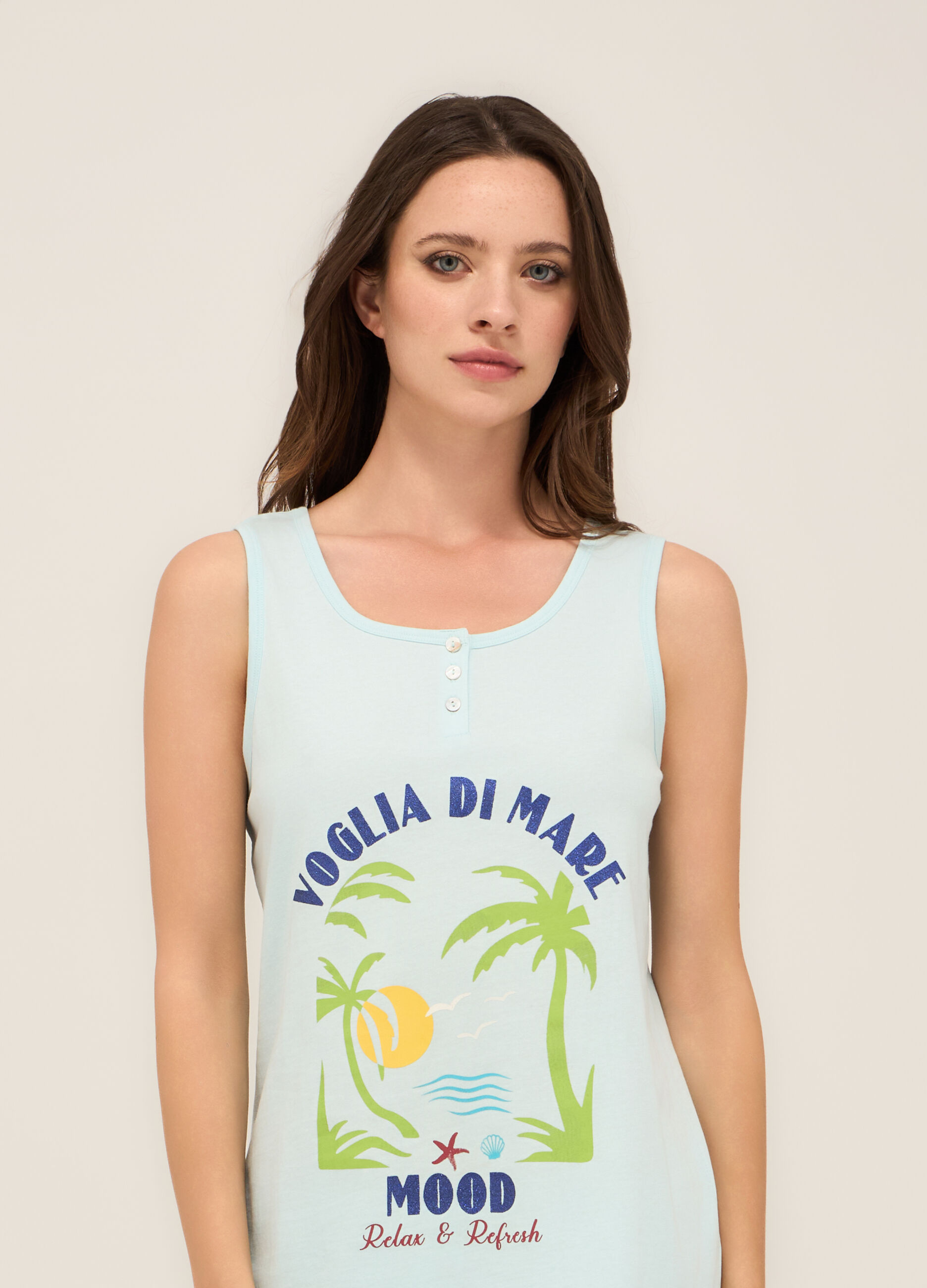 Set pigiama corto in jersey di puro cotone donna_2
