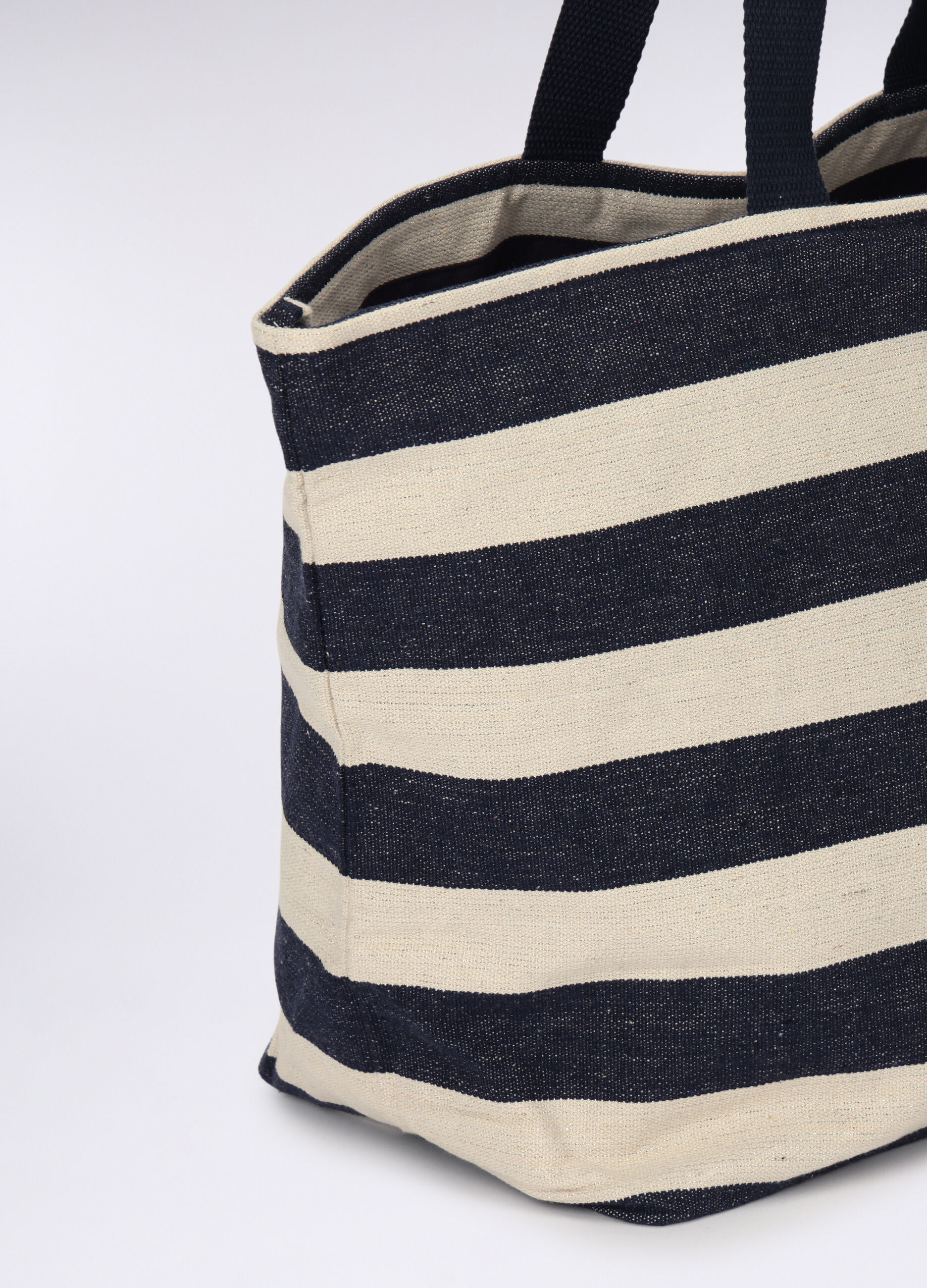 Borsa mare in cotone rigato donna_2