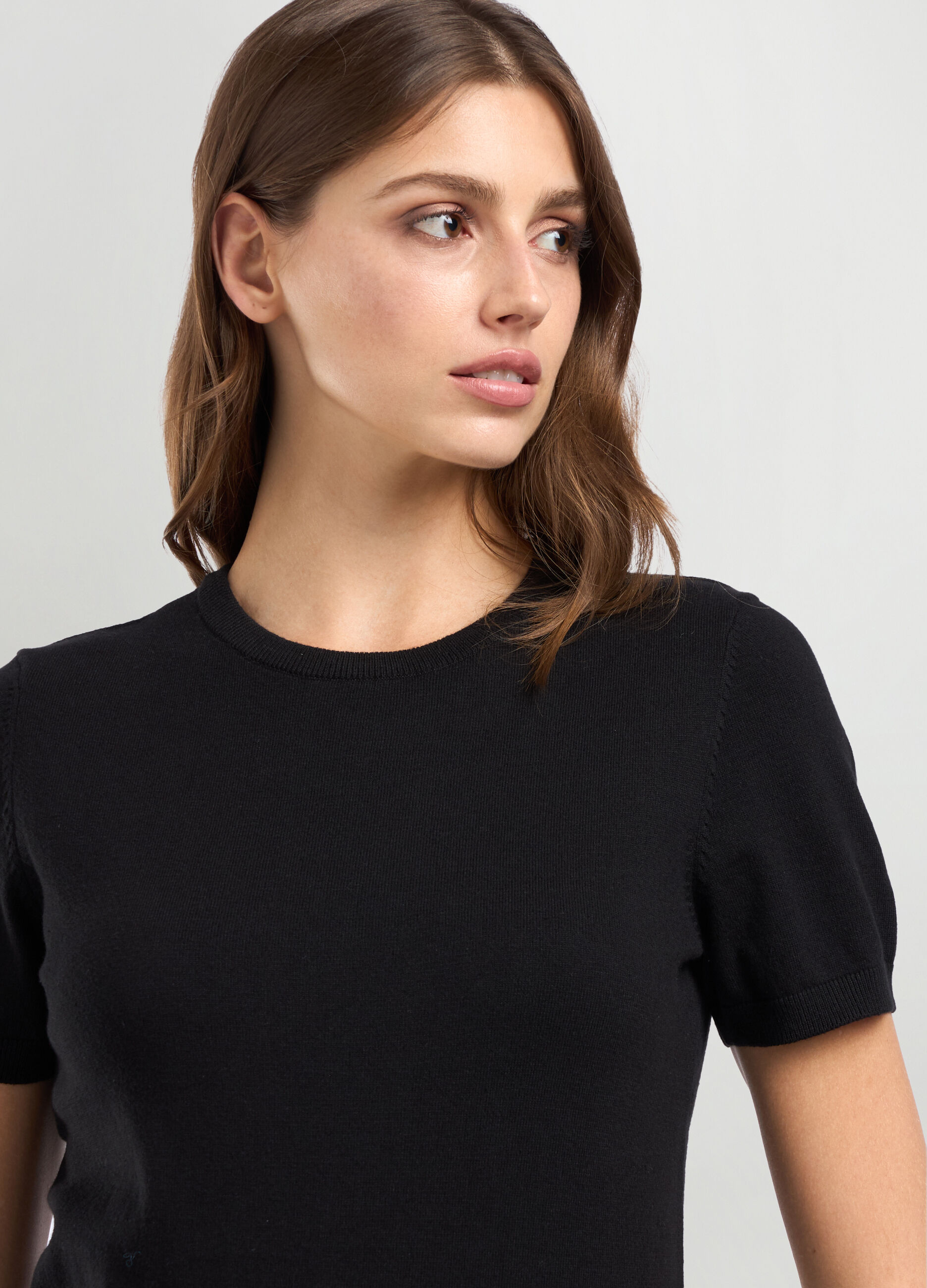 Tricot misto cotone a maniche corte donna_2