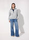 Felpa full zip con cappuccio in misto cotone donna_0