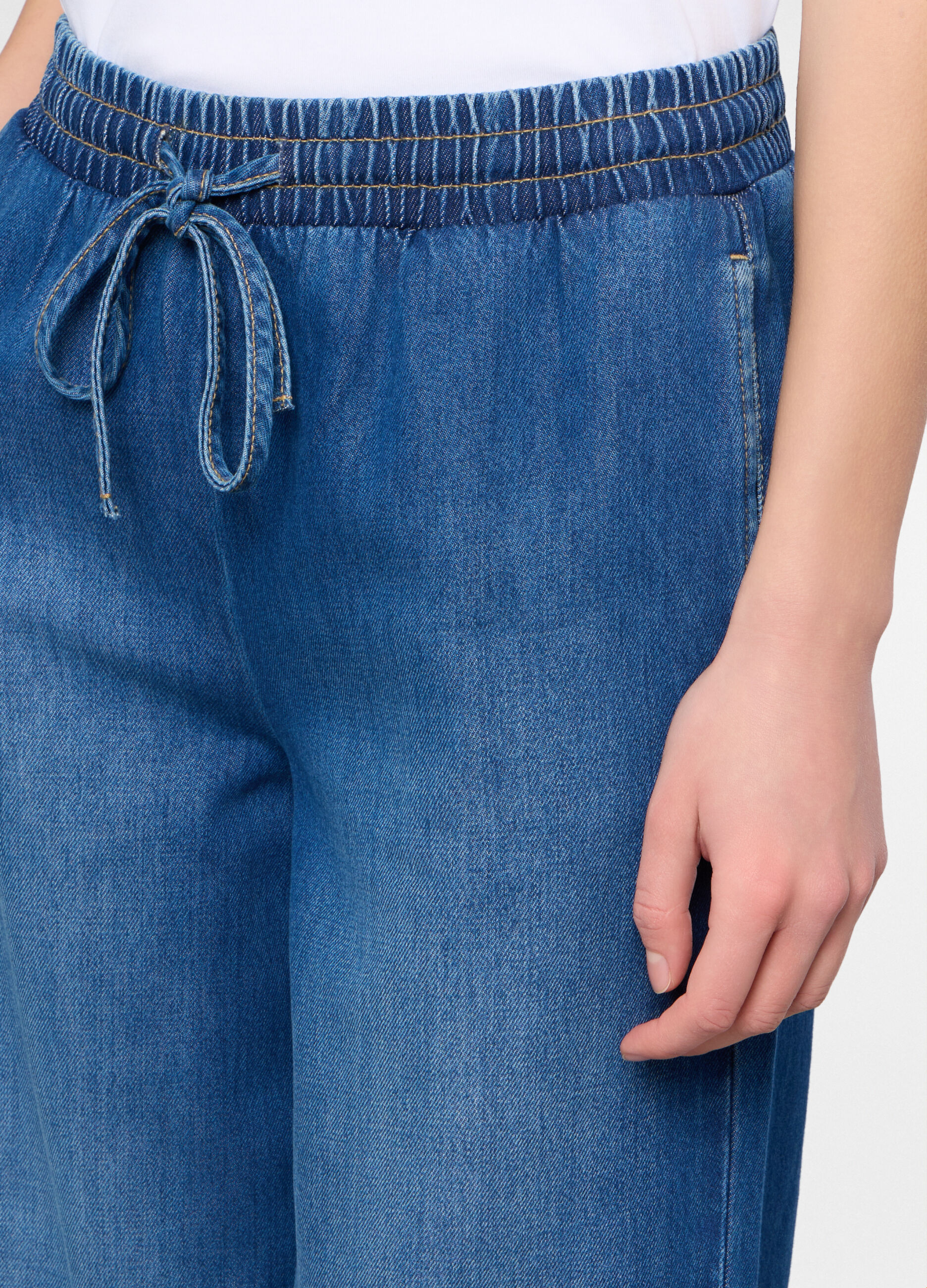 Jogger fit straight in misto Lyocell con vita elasticata donna_3