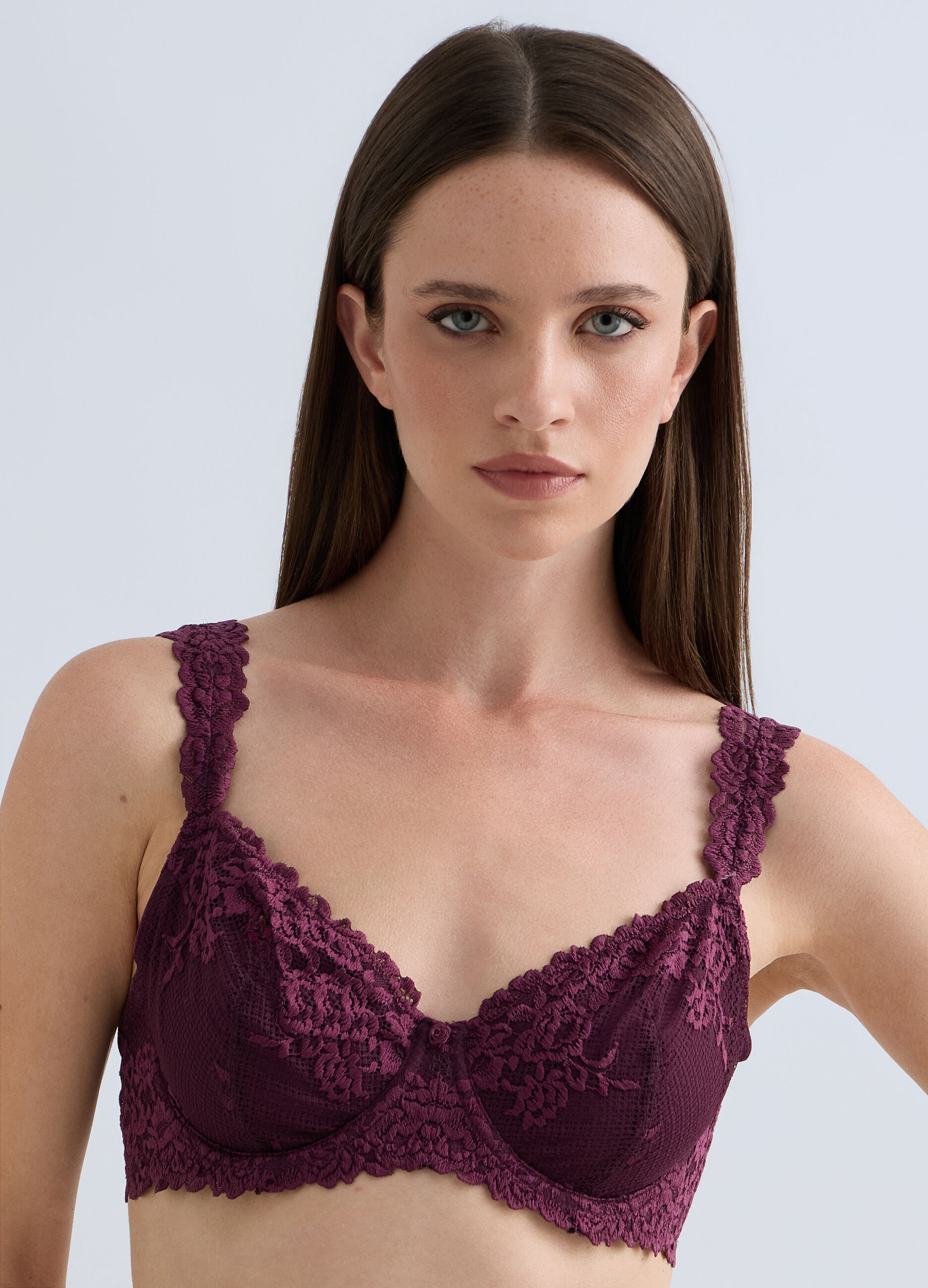 Reggiseno a balconcino stretch con pizzo donna_0