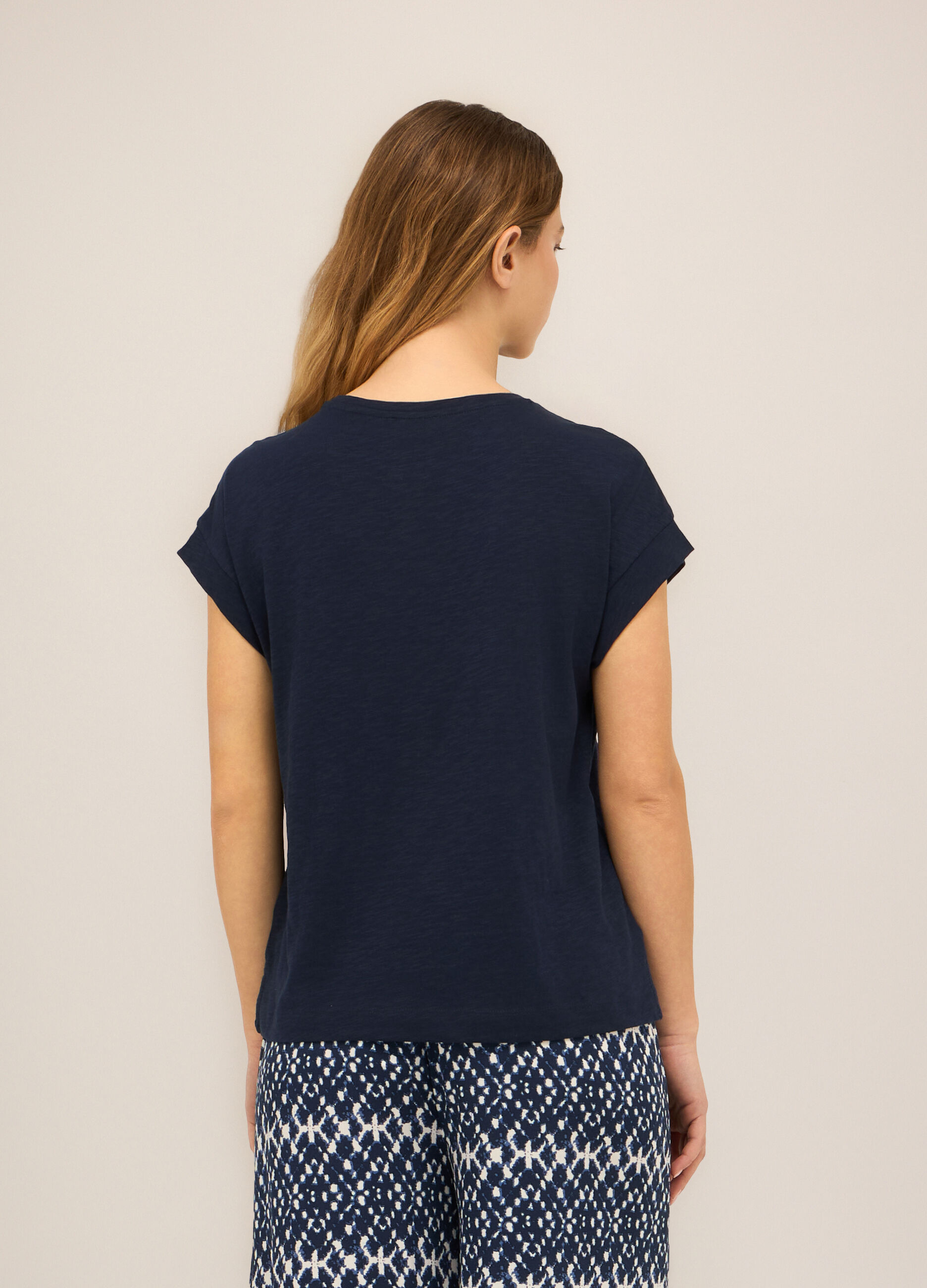 T-shirt in jersey di cotone slub donna_1