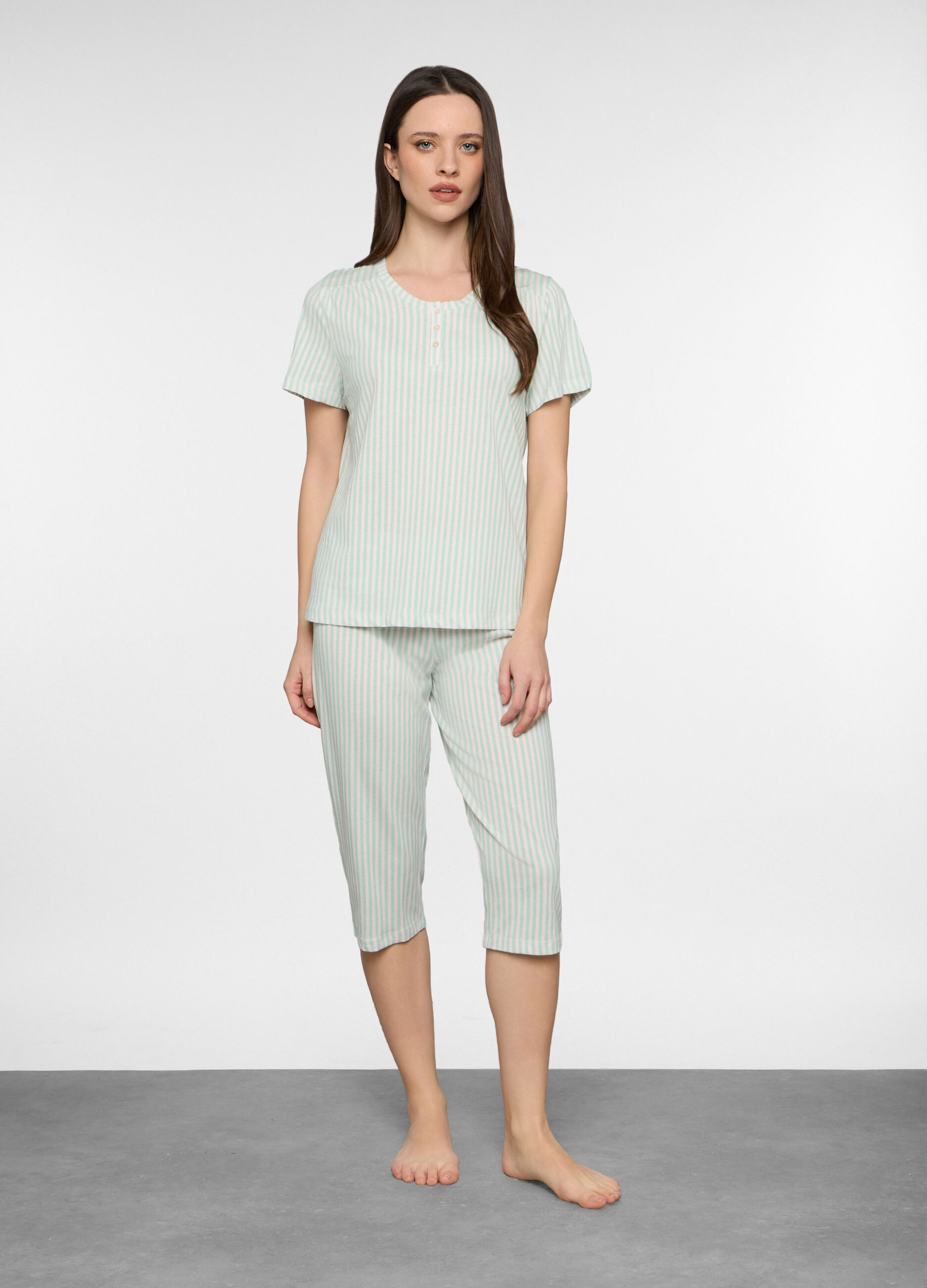 Set pigiama corto in jersey di puro cotone donna_0