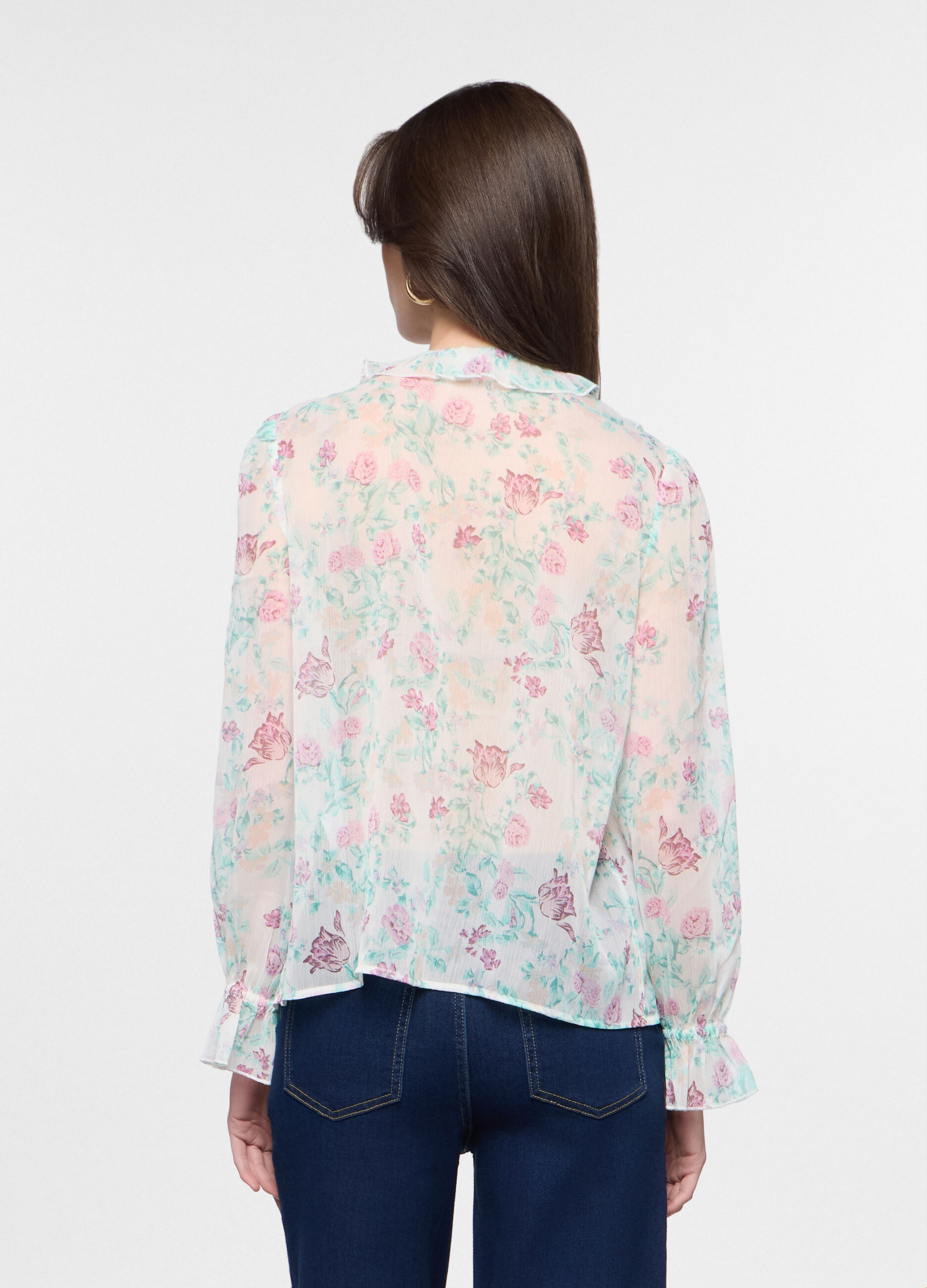 Camicia con volant in chiffon donna_1