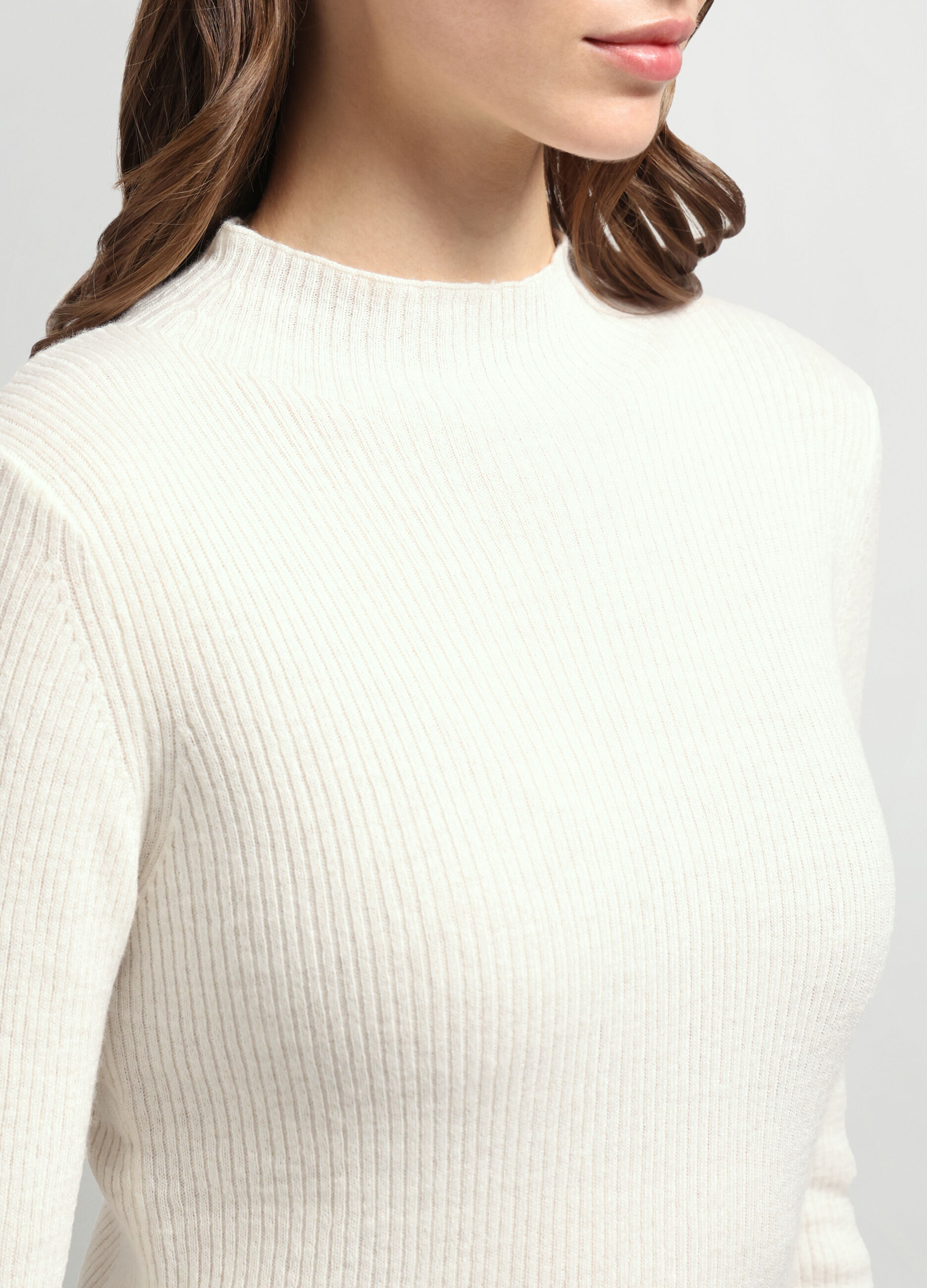 T-shirt in costina misto lana donna_2