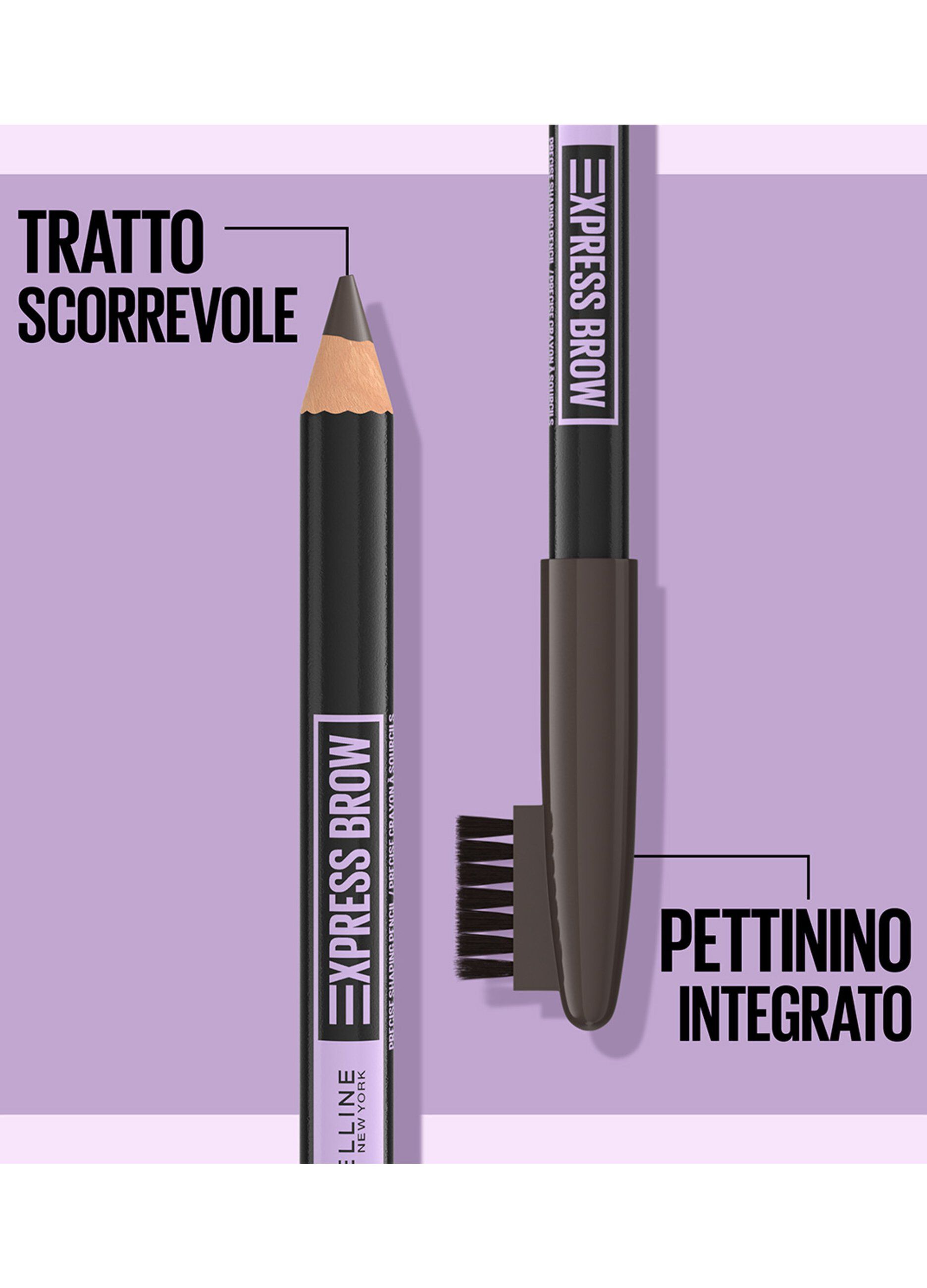 Maybelline New York Express Brows 2-in-1, Matita Ombretto per sopracciglia naturalmente definite, Soft Brown (03).