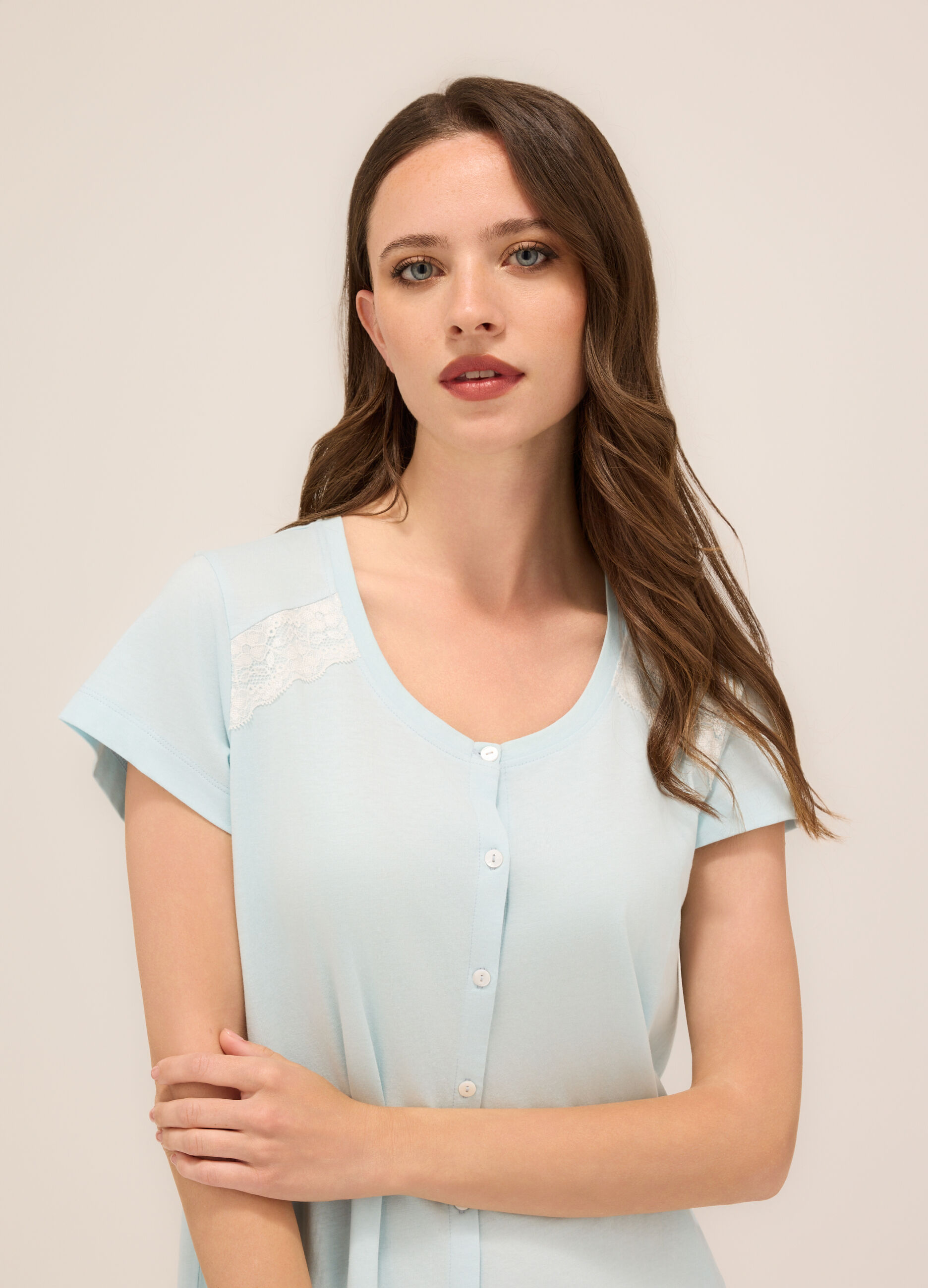 Camicia da notte in jersey di puro cotone donna_2