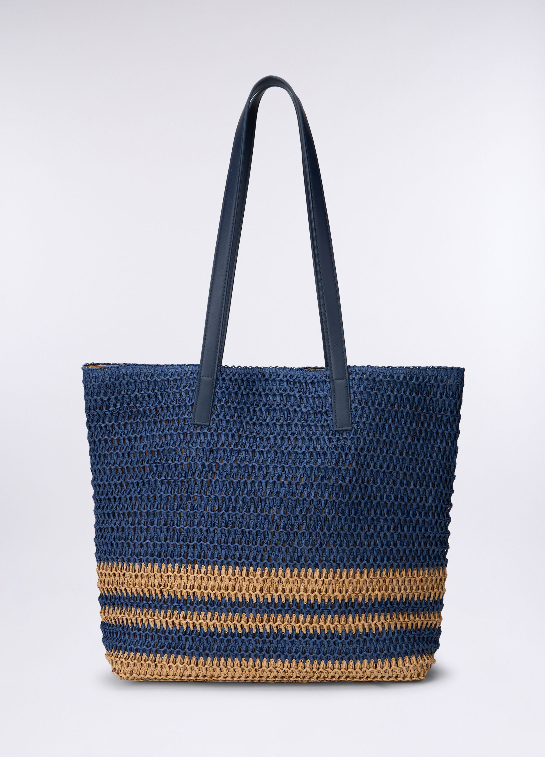 Shopper in carta tessile rigata donna_0