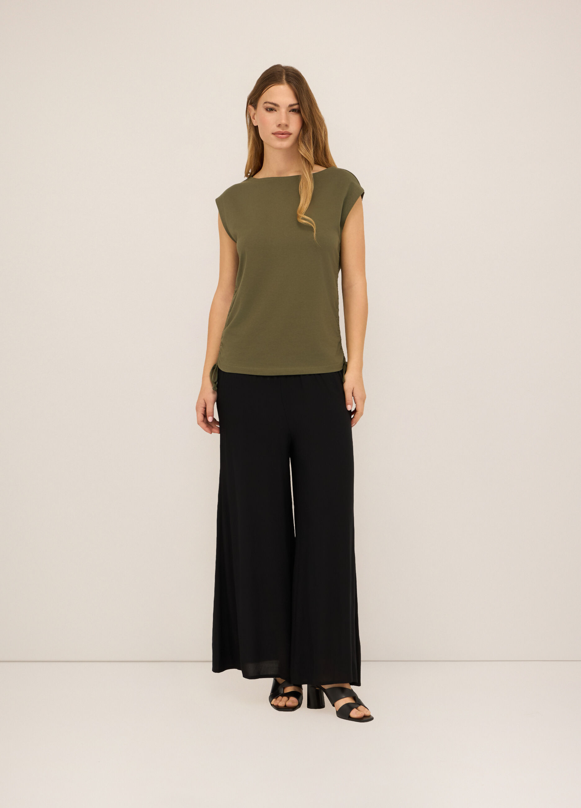 Pantaloni palazzo in pura viscosa donna_0