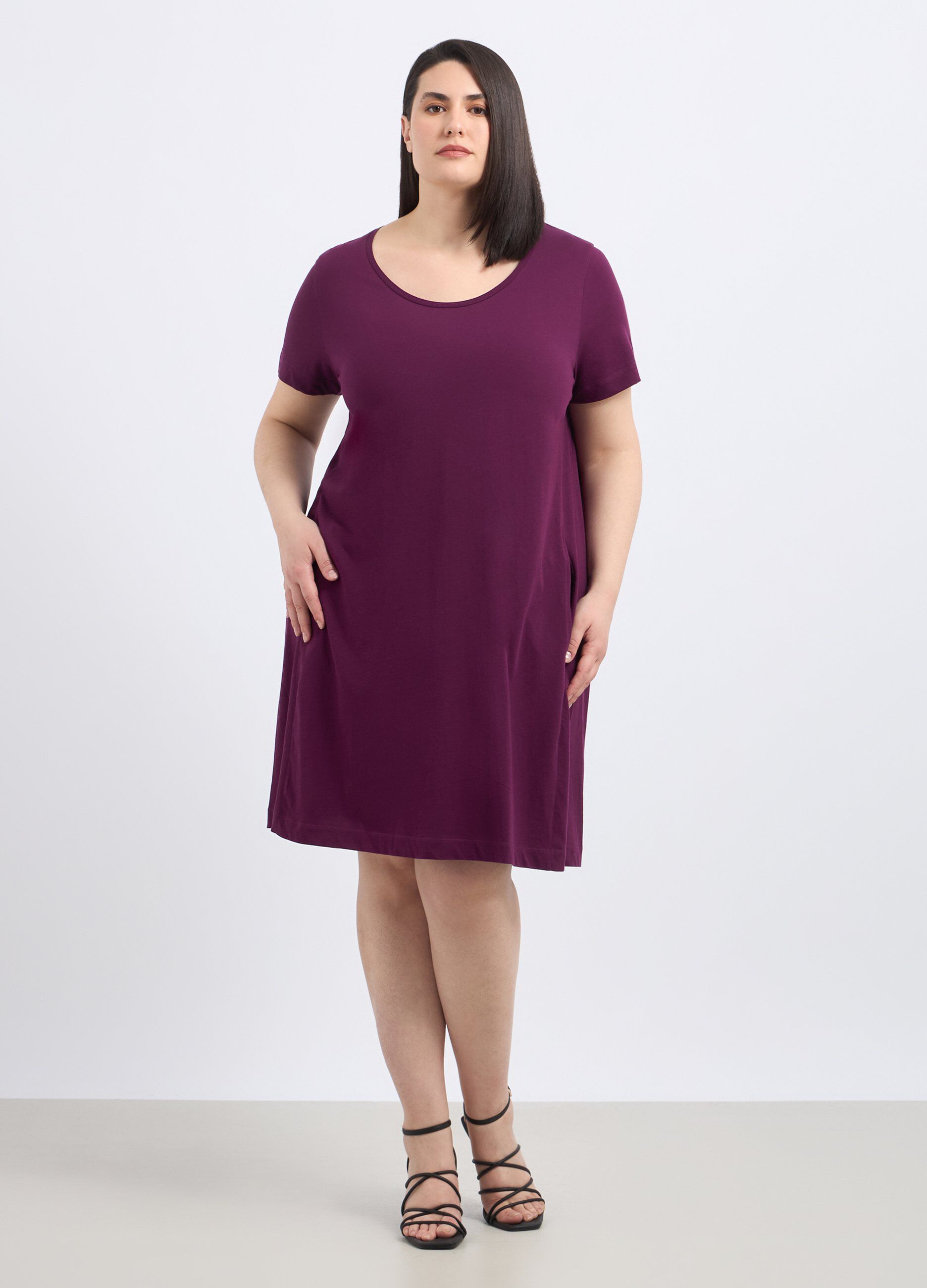 Abito corto in puro cotone donna curvy_0