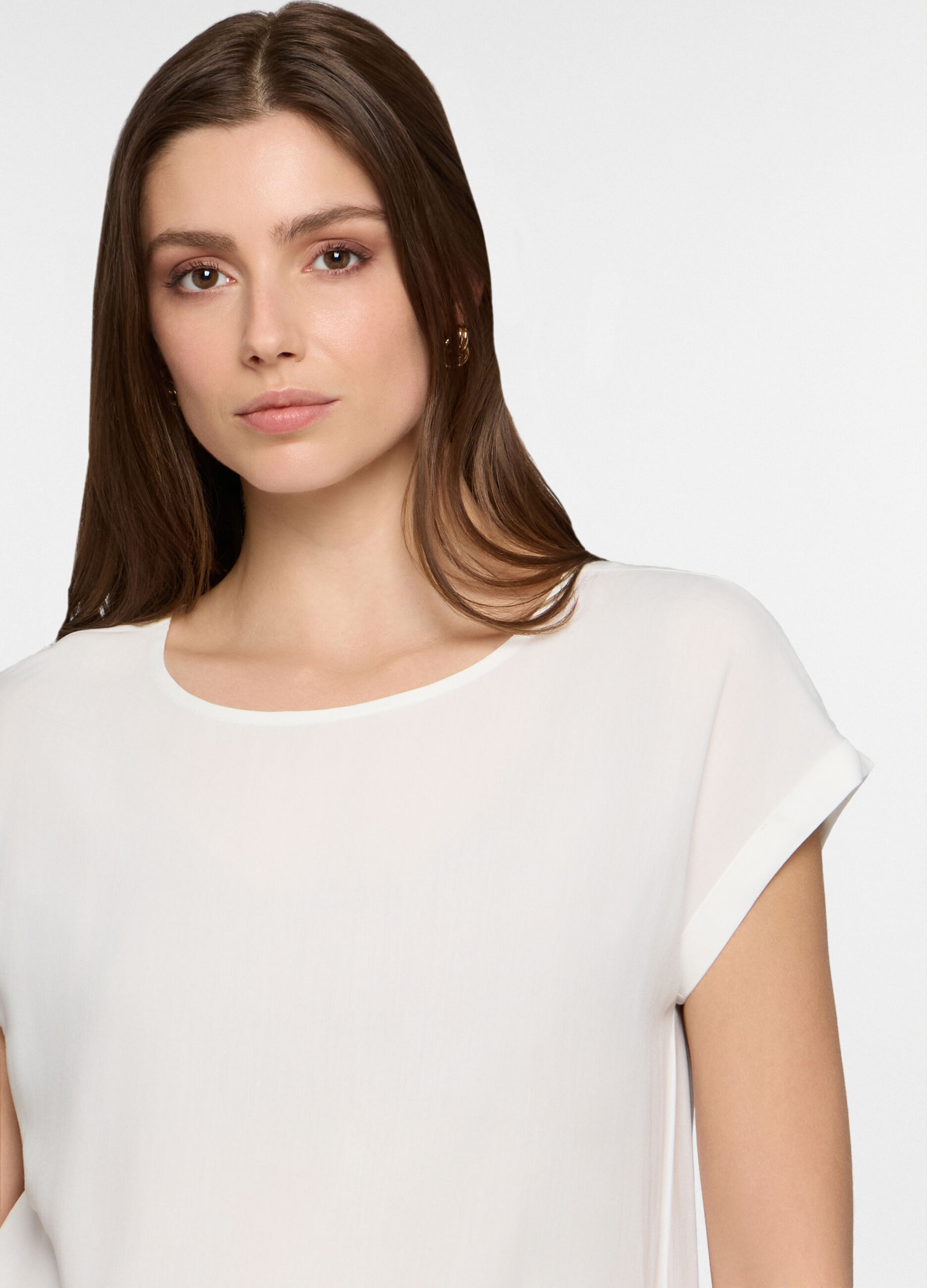 Blusa regular fit con scollo rotondo donna_2