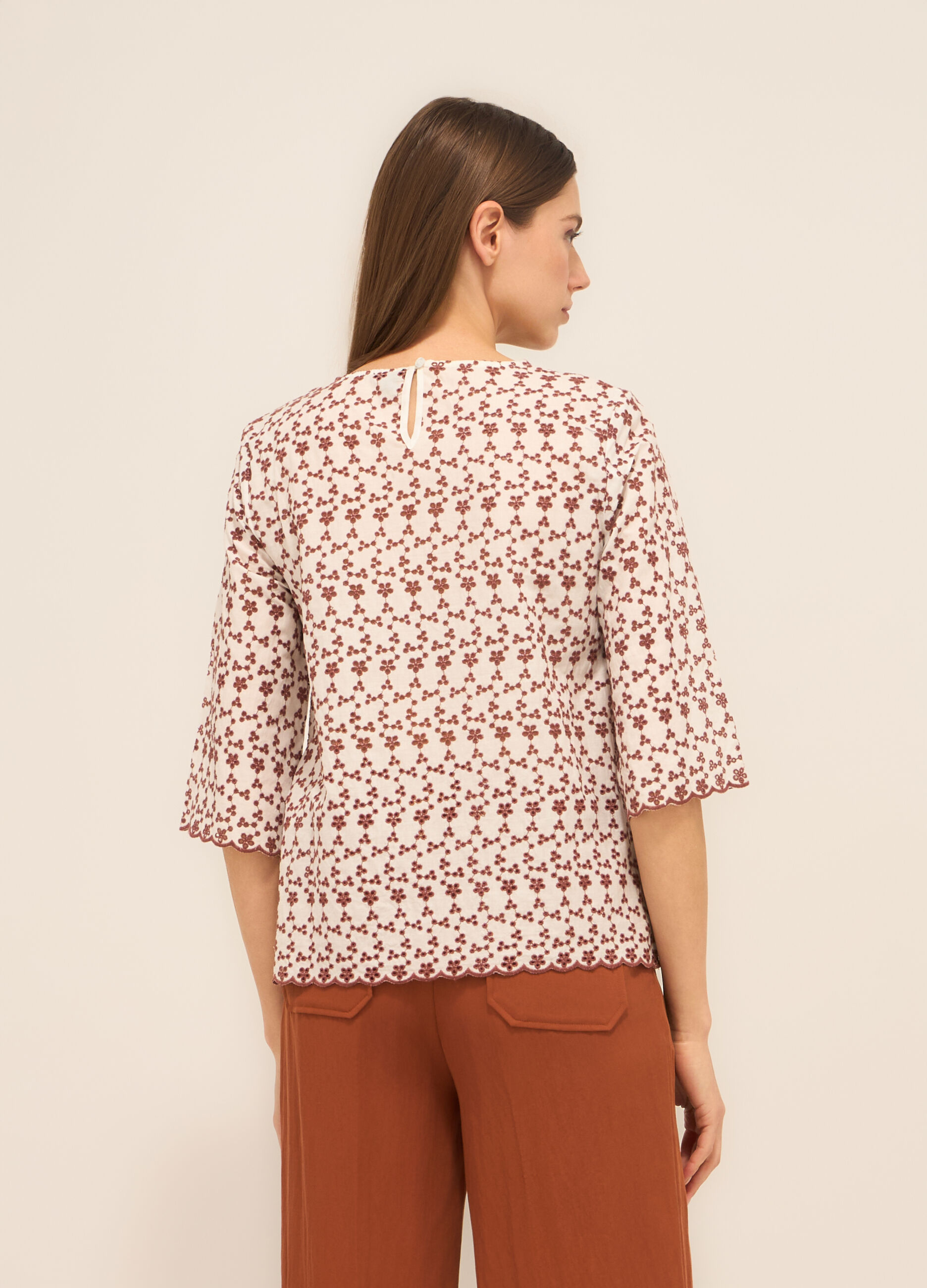 Blusa in puro cotone con ricami donna_1