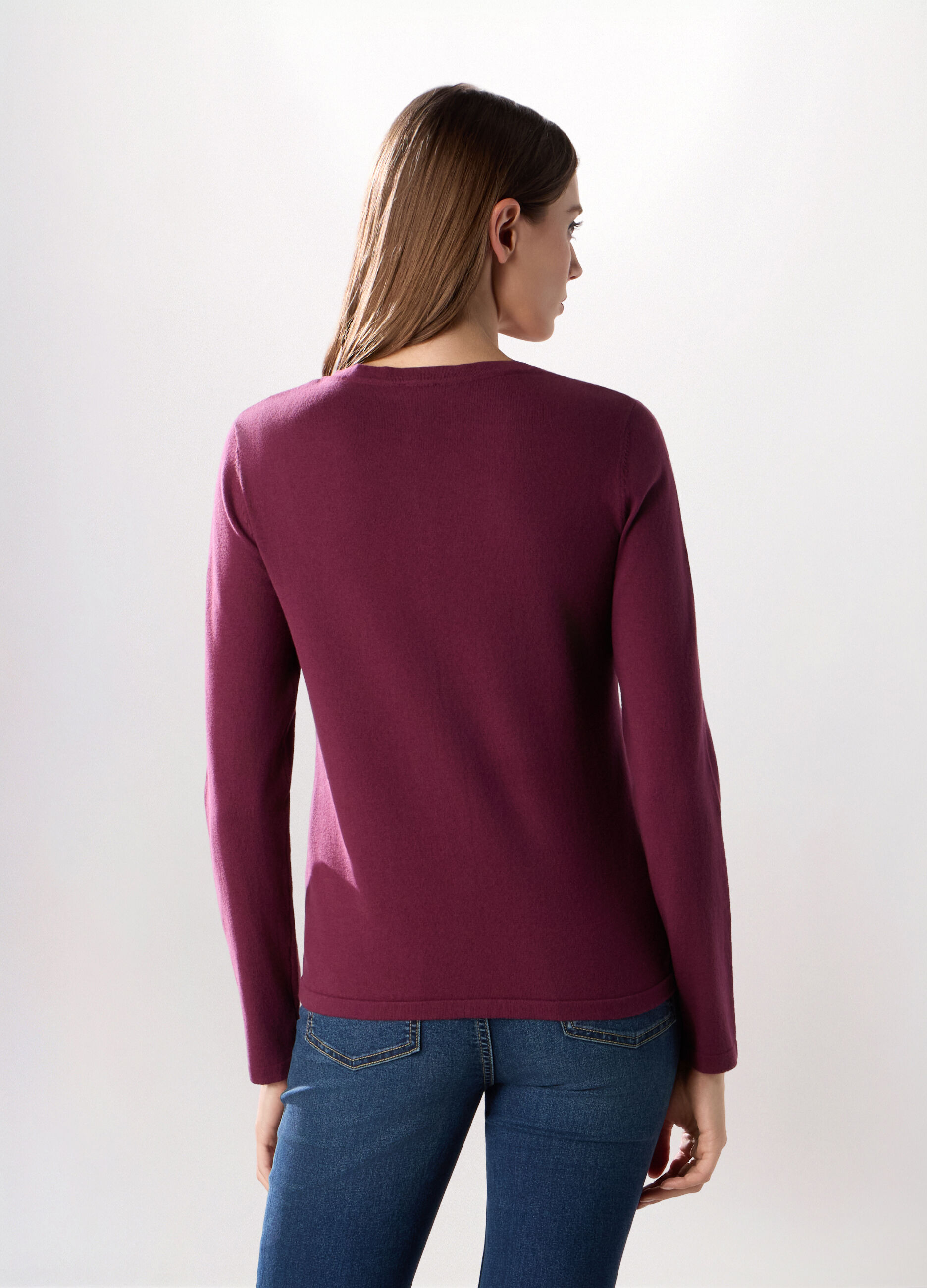 Cardigan a girocollo in misto cotone donna_1
