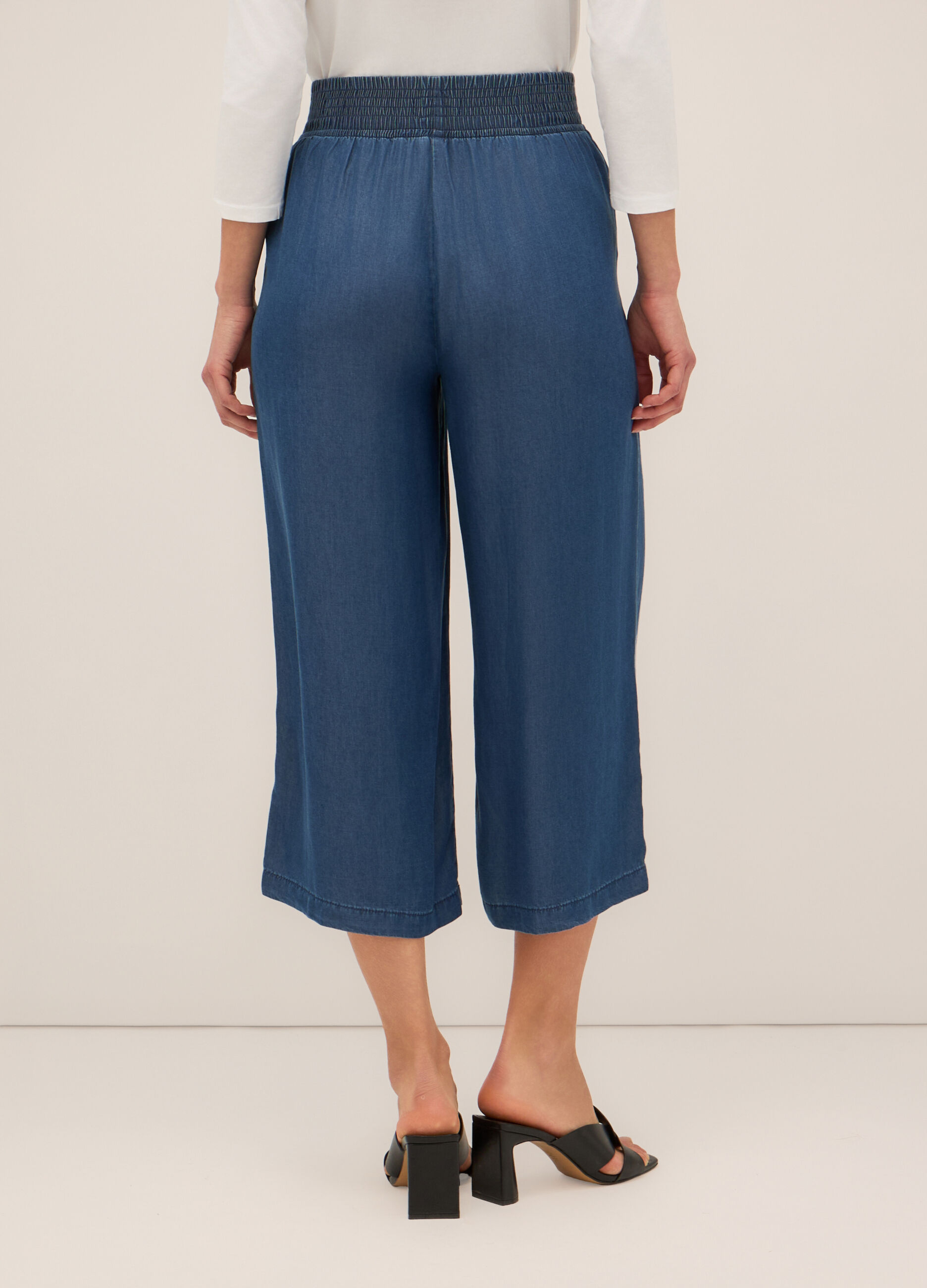 Pantaloni palazzo cropped in pura lyocell donna_1