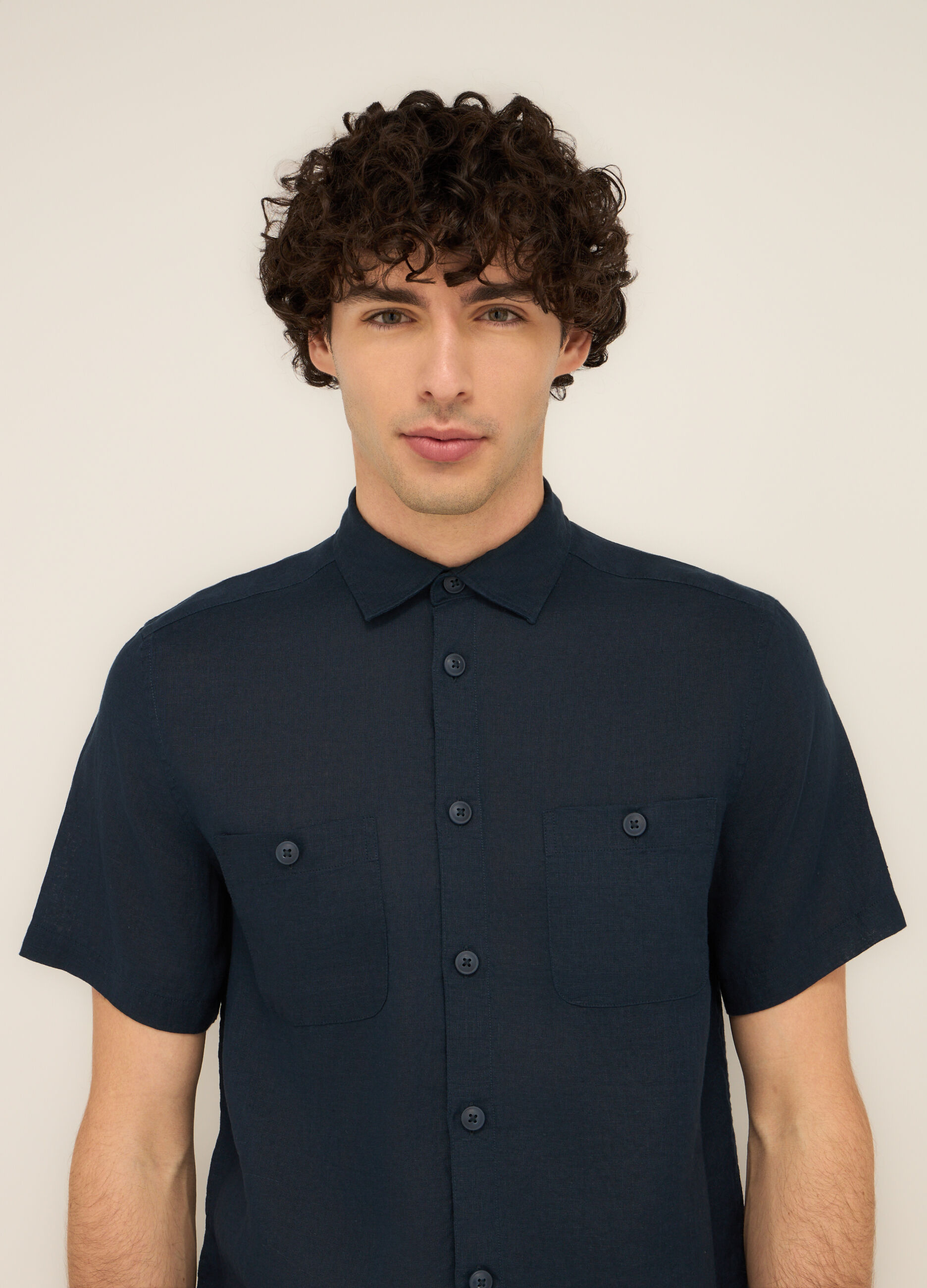 Camicia bowling in puro lino uomo_2