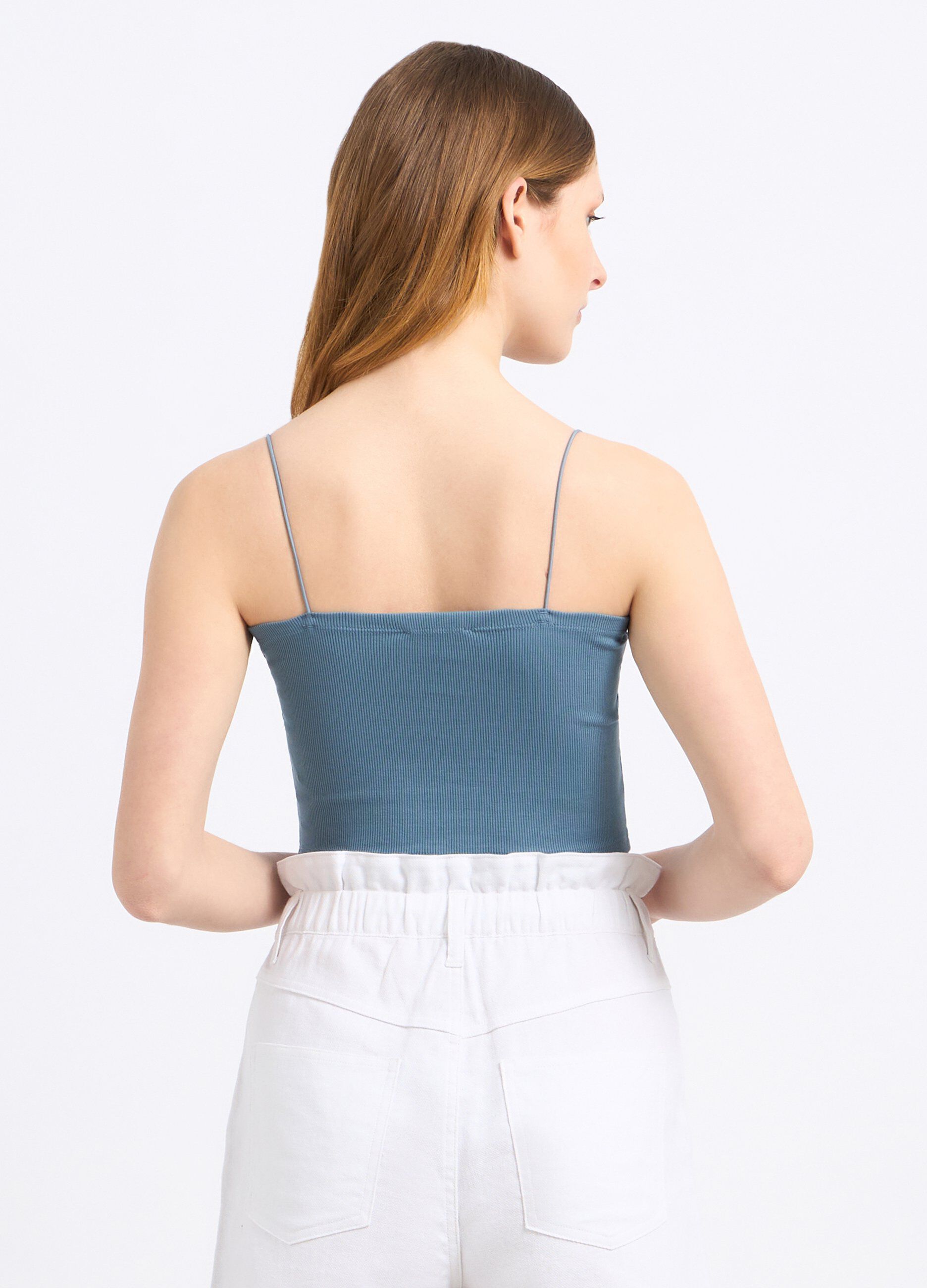 Top a fascia in costina di cotone stretch donna_1