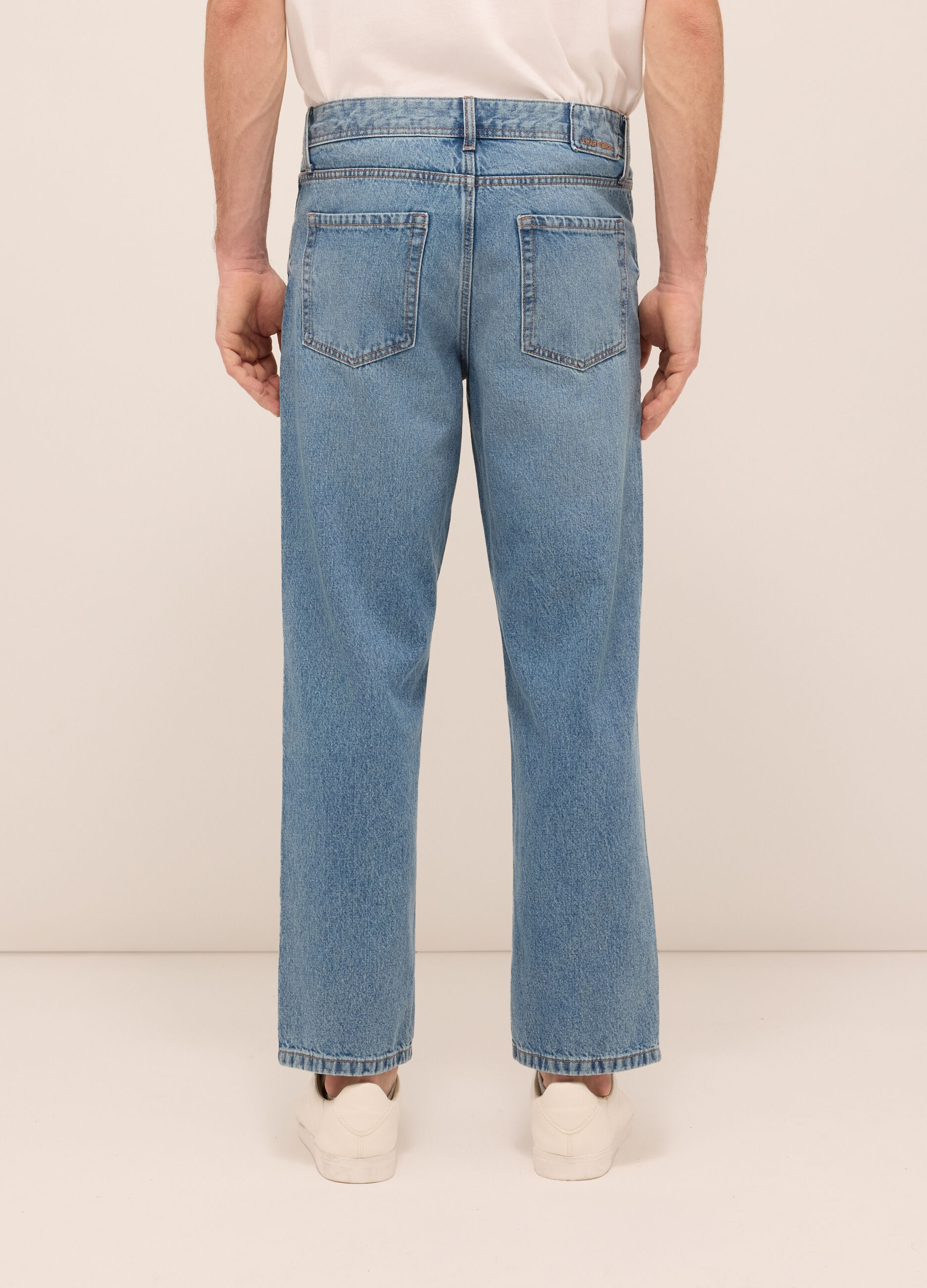 Jeans 5 tasche baggy fit in denim di cotone uomo_1