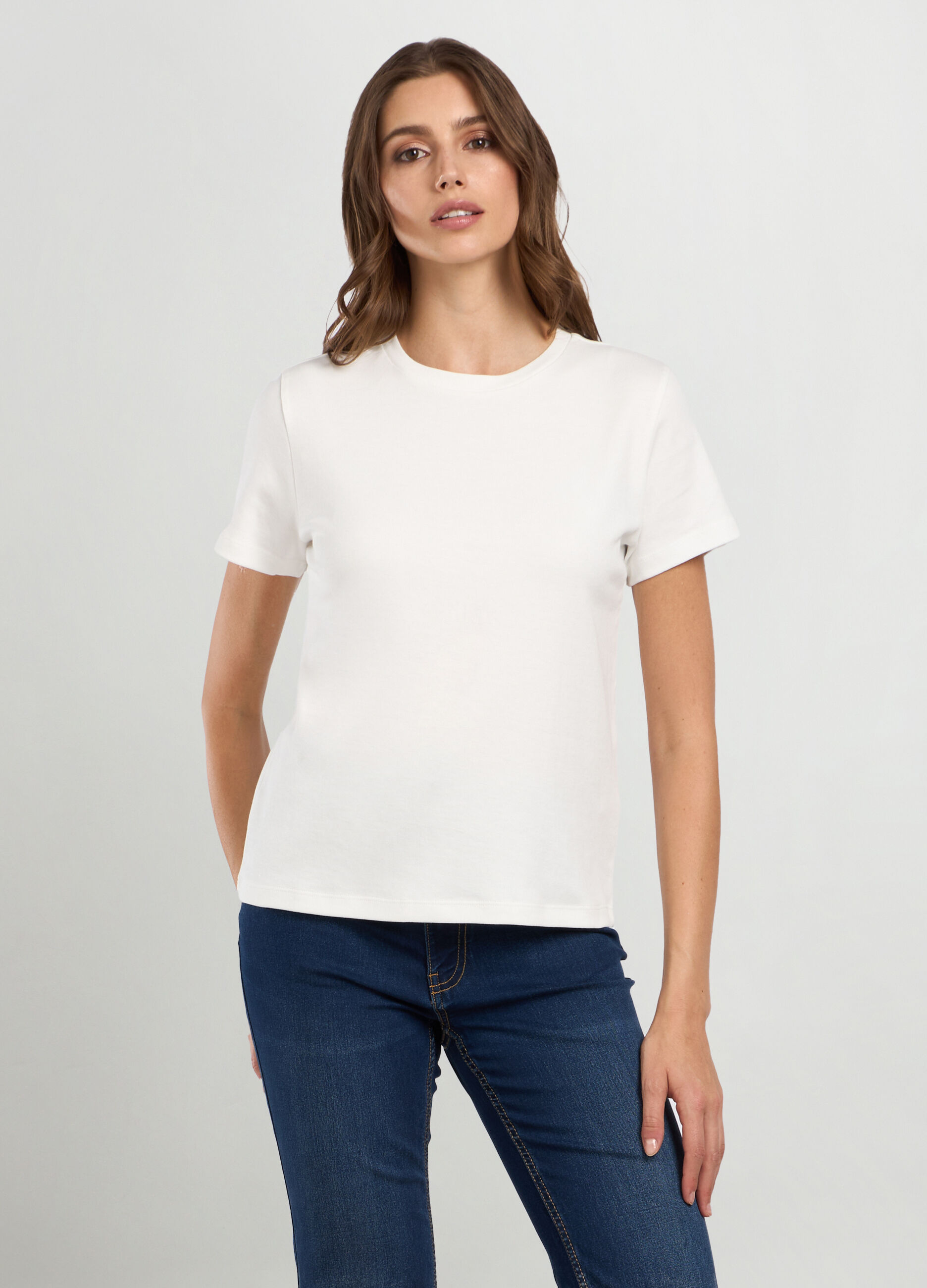 T-shirt in interlock di puro cotone donna_0