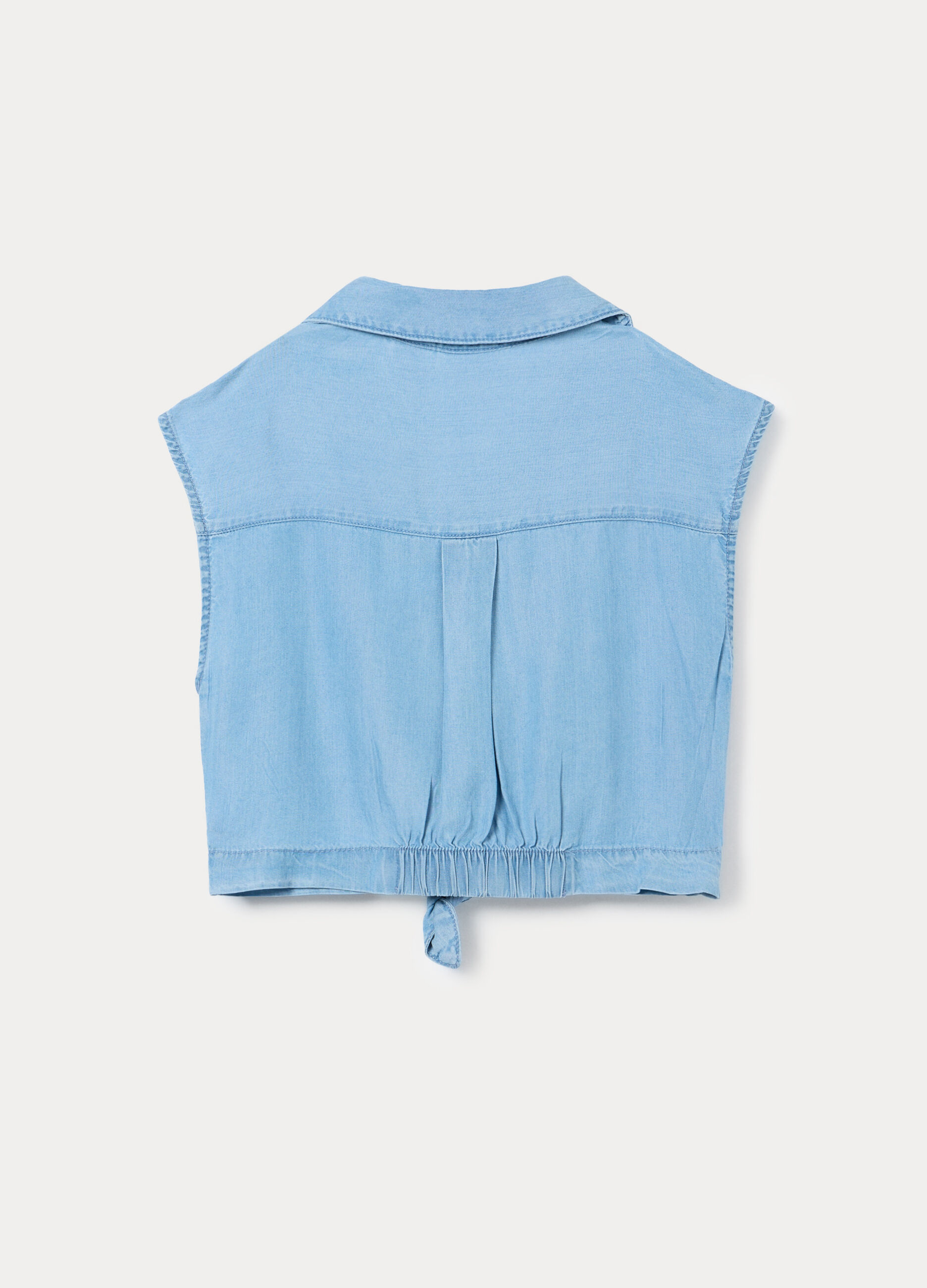 Camicia fit regular con colletto reverse in pura lyocell ragazza_1
