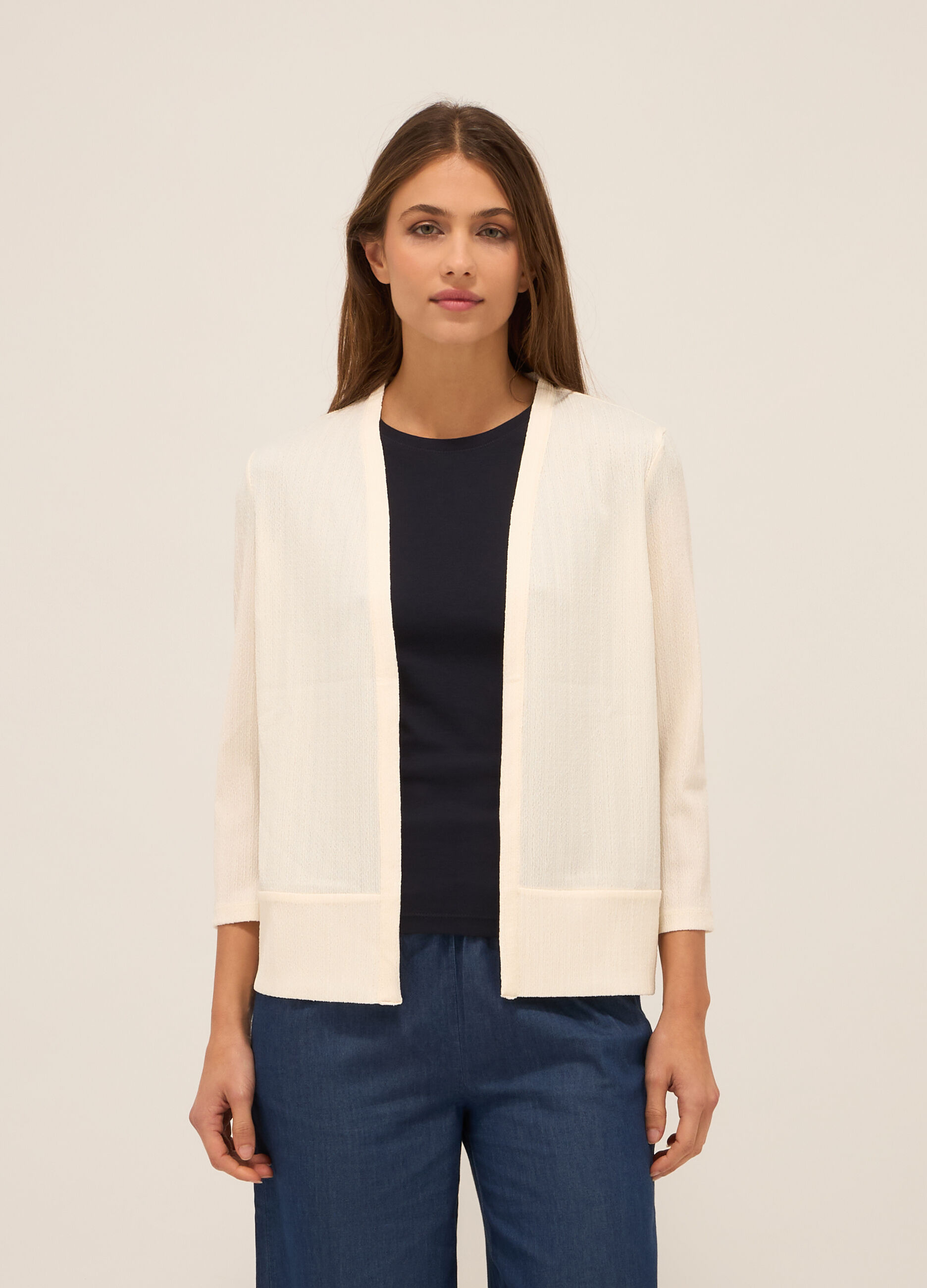 Giacca con lavorazione jacquard donna_0