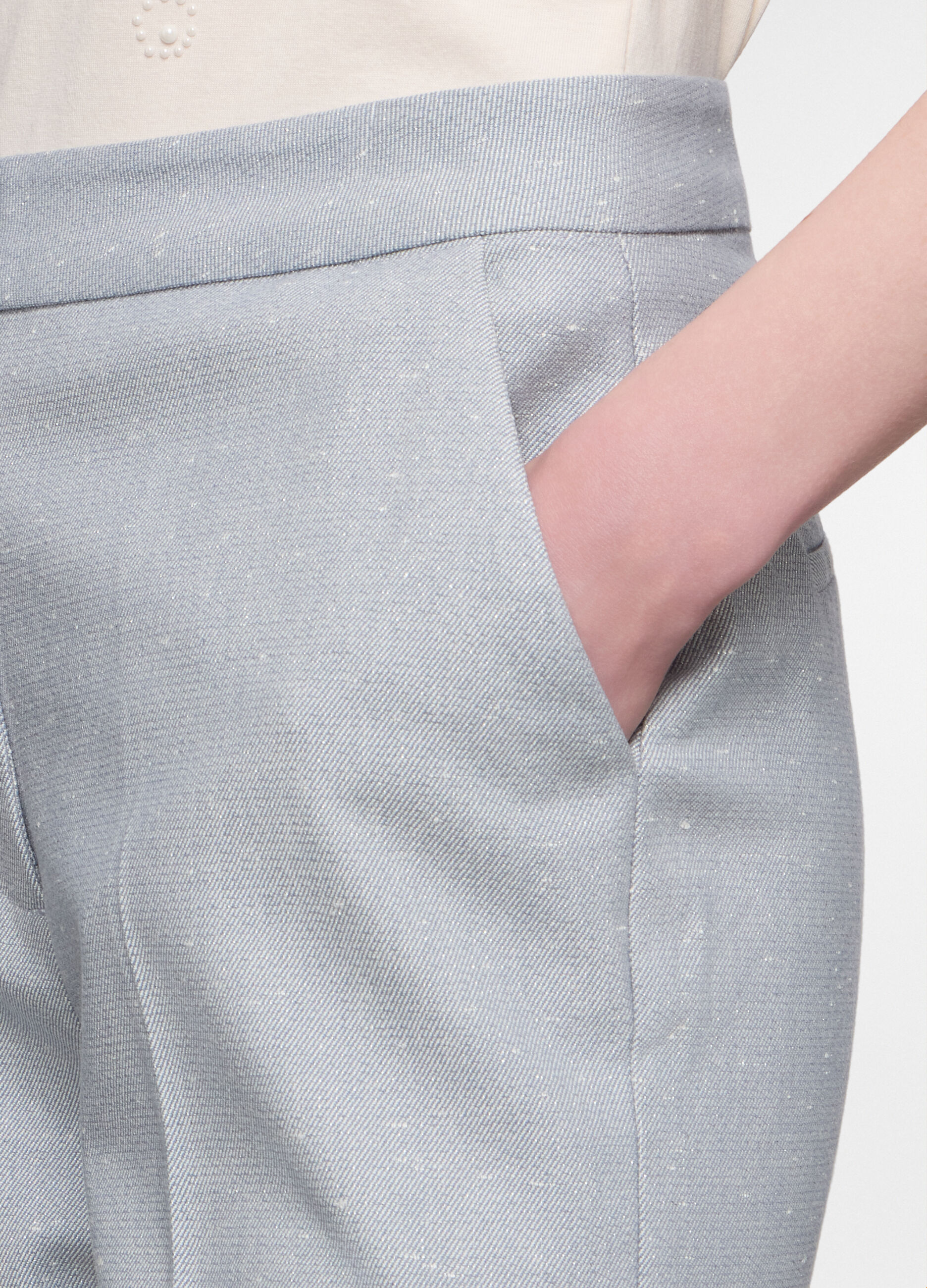 Pantaloni wide leg misto cotone donna_2