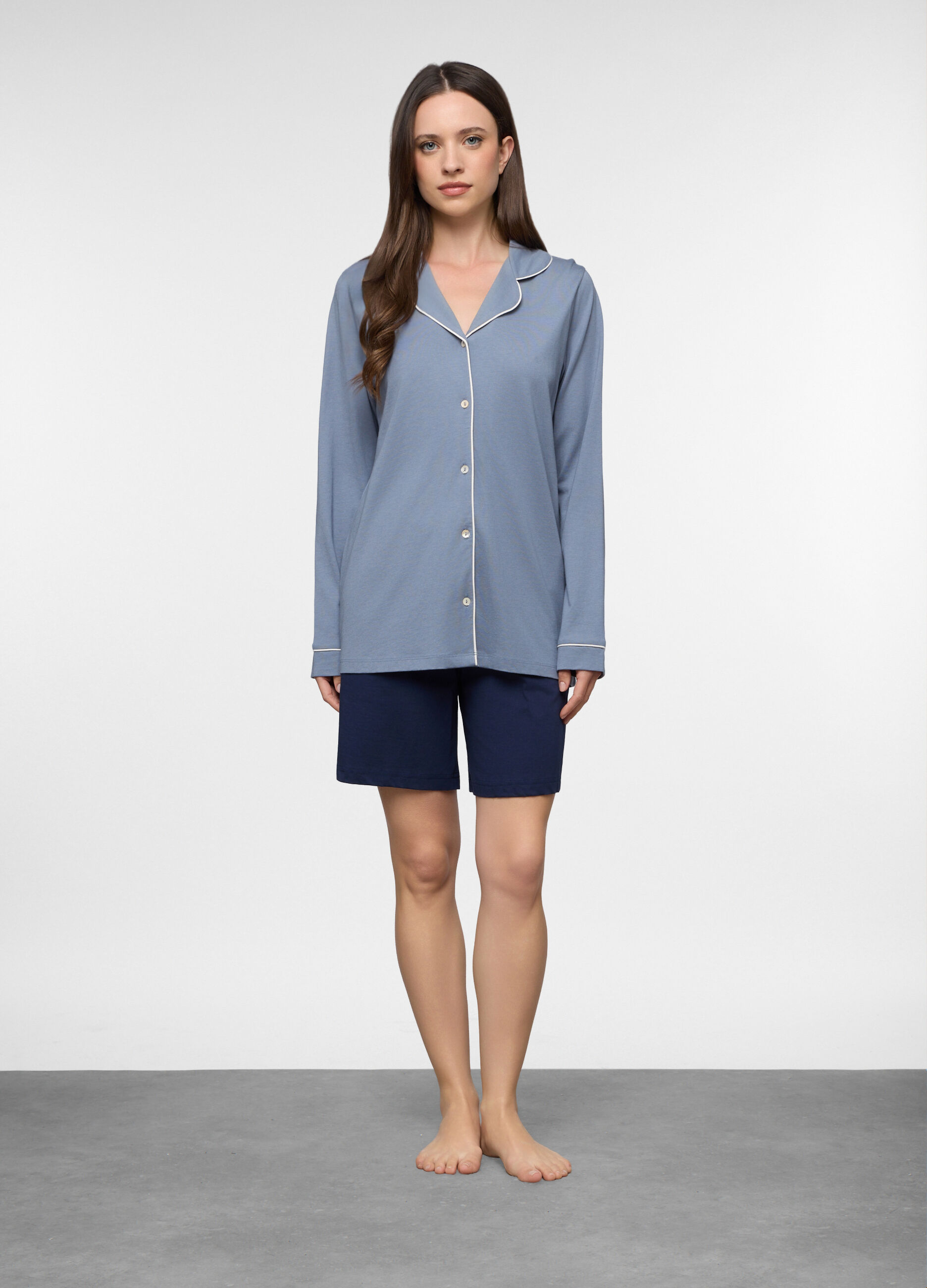 Top pigiama con collo revers donna_0