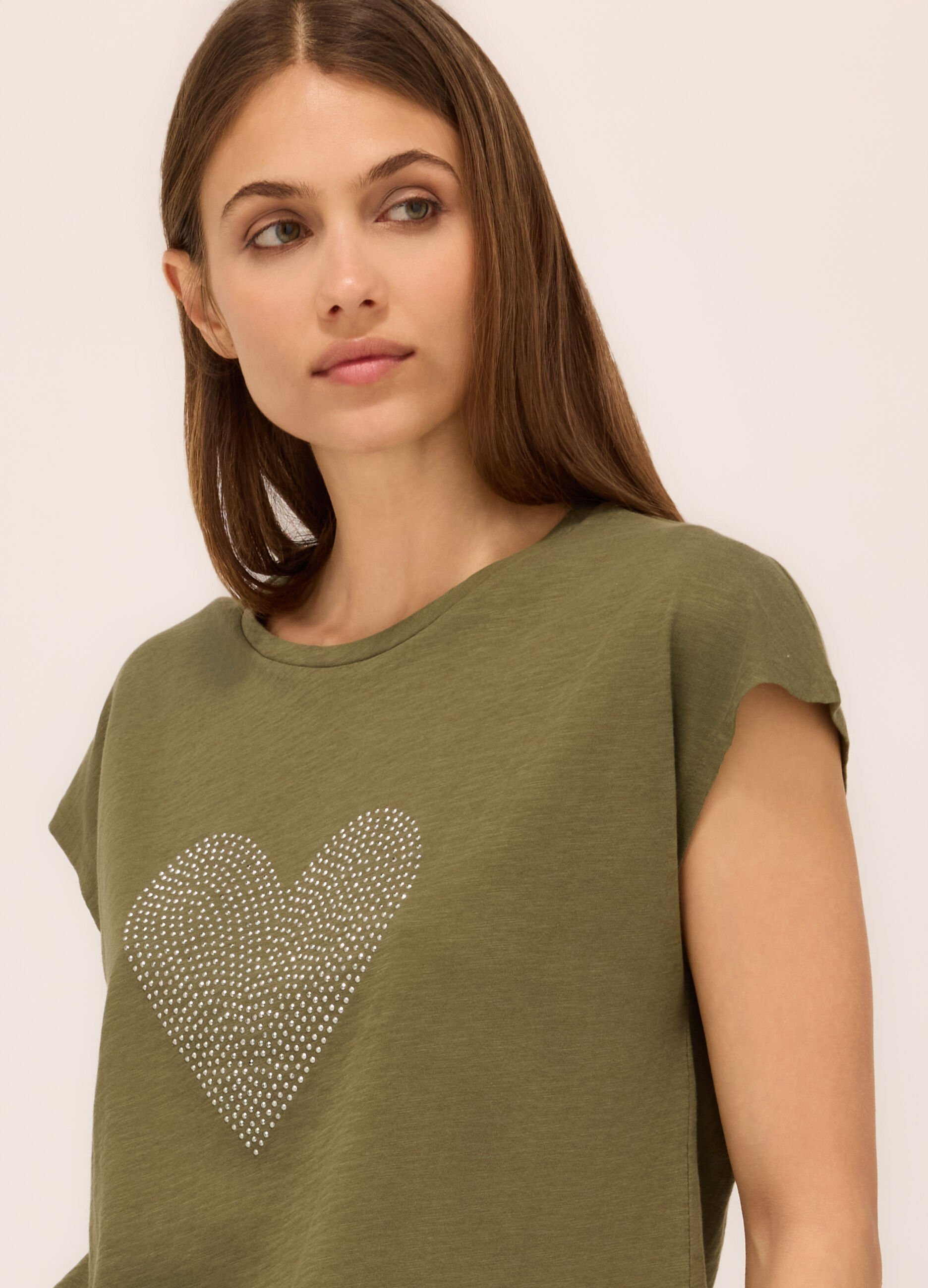 T-shirt in jersey slub di puro cotone donna_2