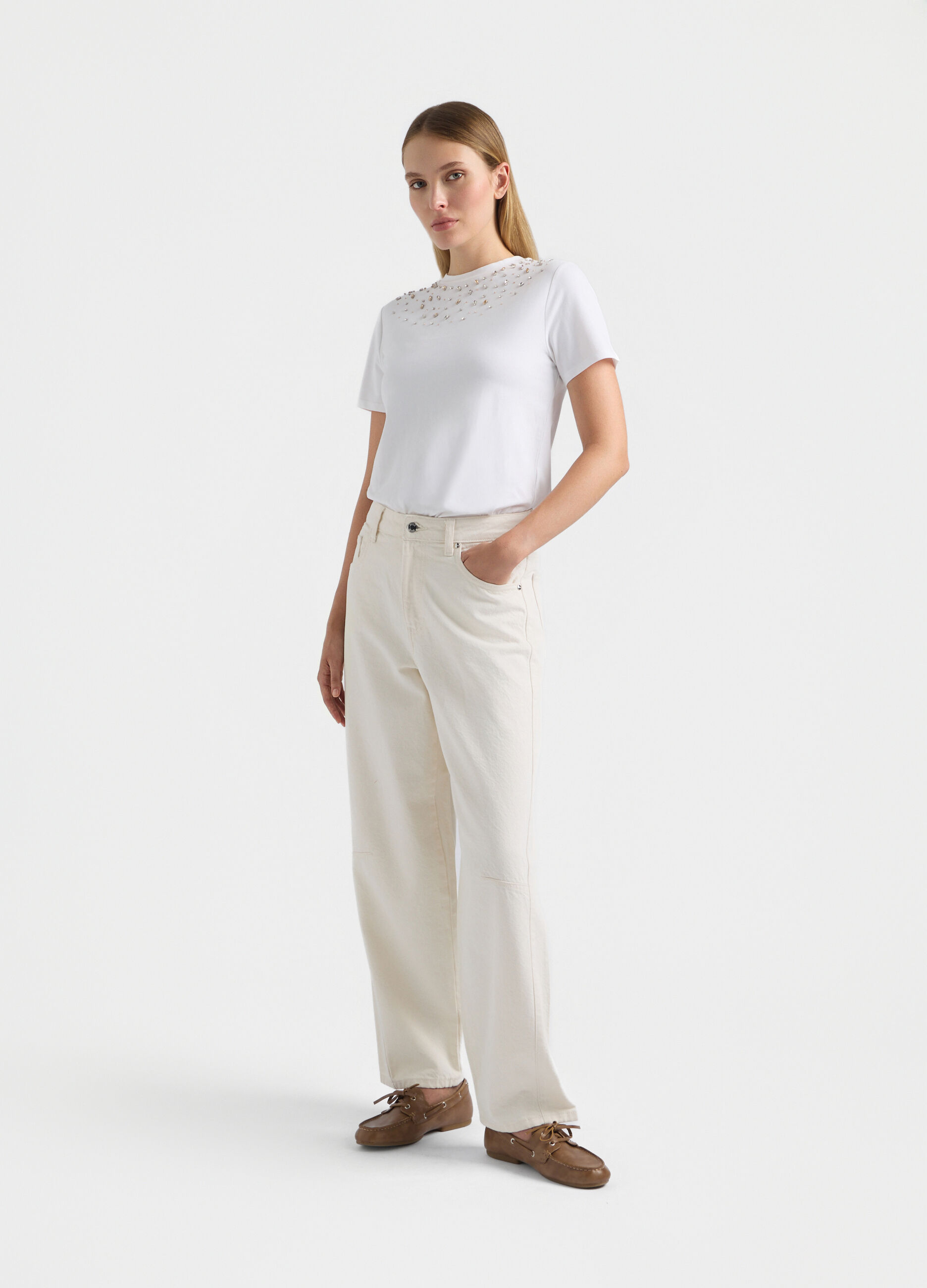 T-shirt girocollo stretch donna_0