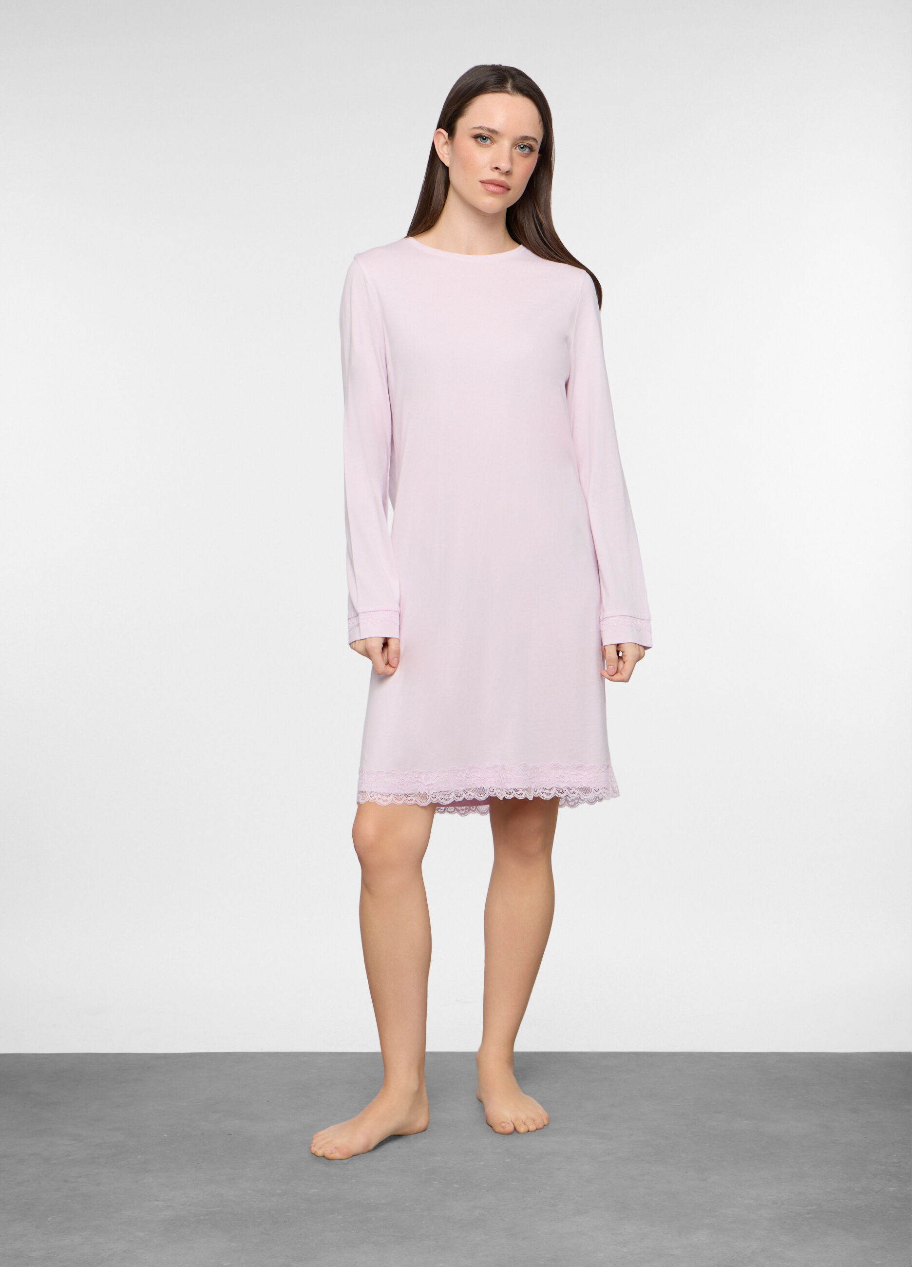 Camicia da notte in jersey di misto cotone donna_0