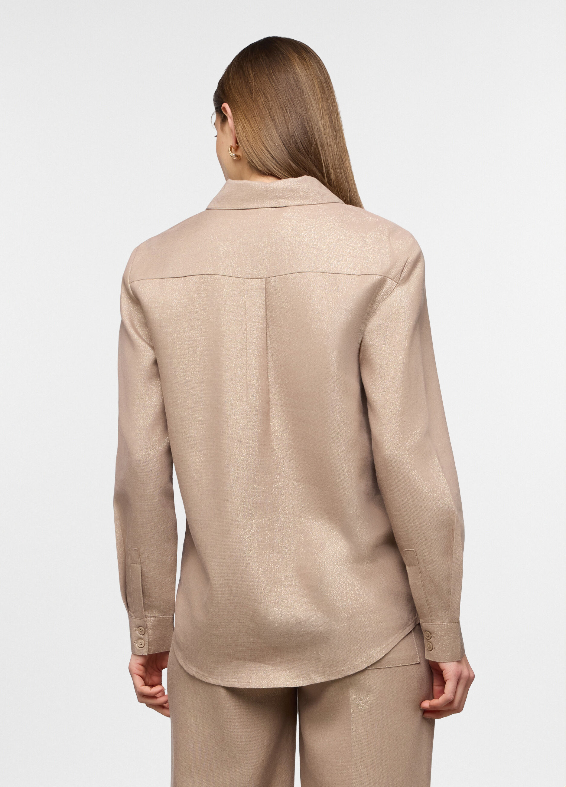 Camicia fit over con collo alla francese misto lino donna_1