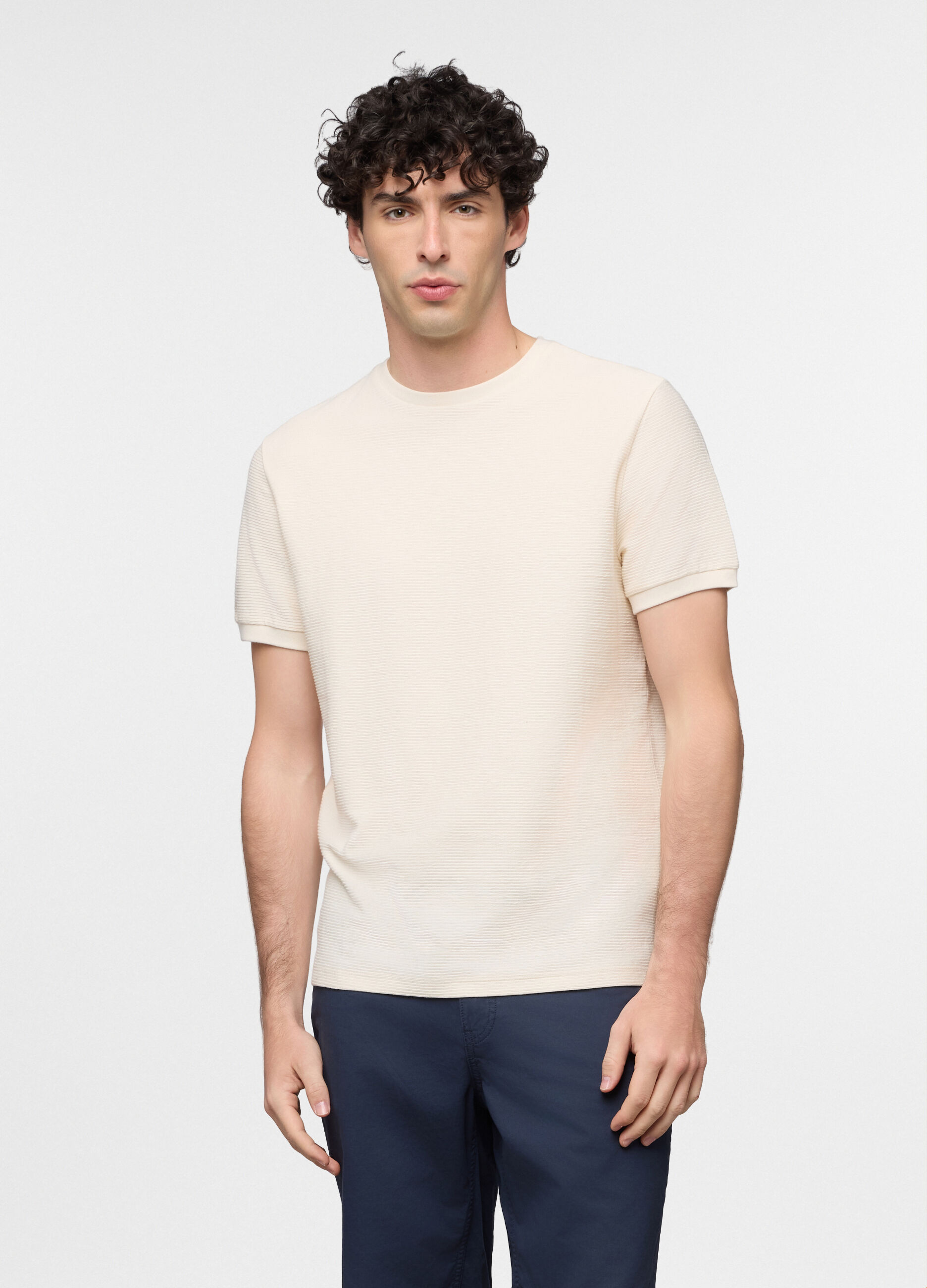 T-shirt girocollo a costine uomo_0