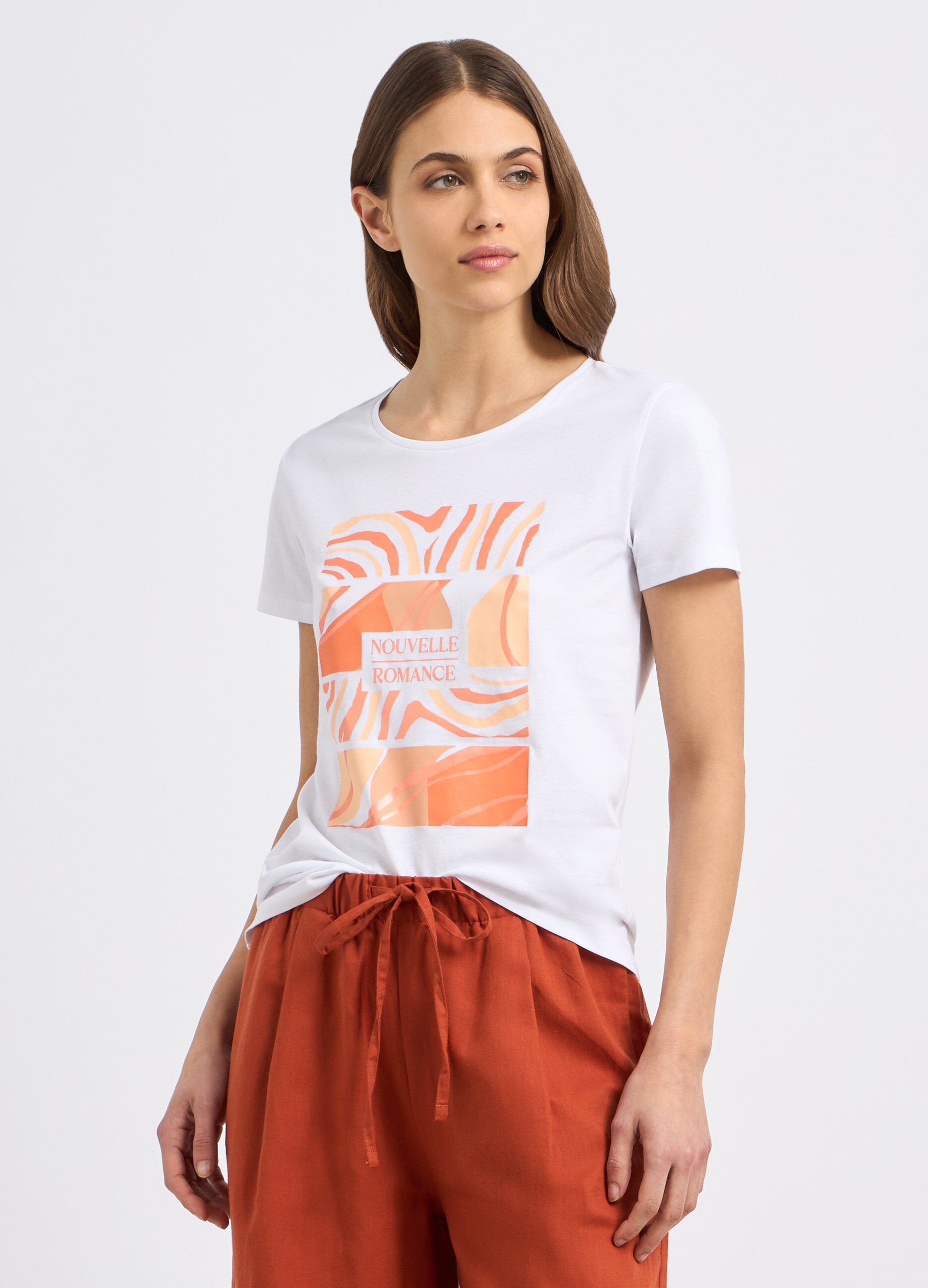 T-shirt in puro cotone con stampa donna_0