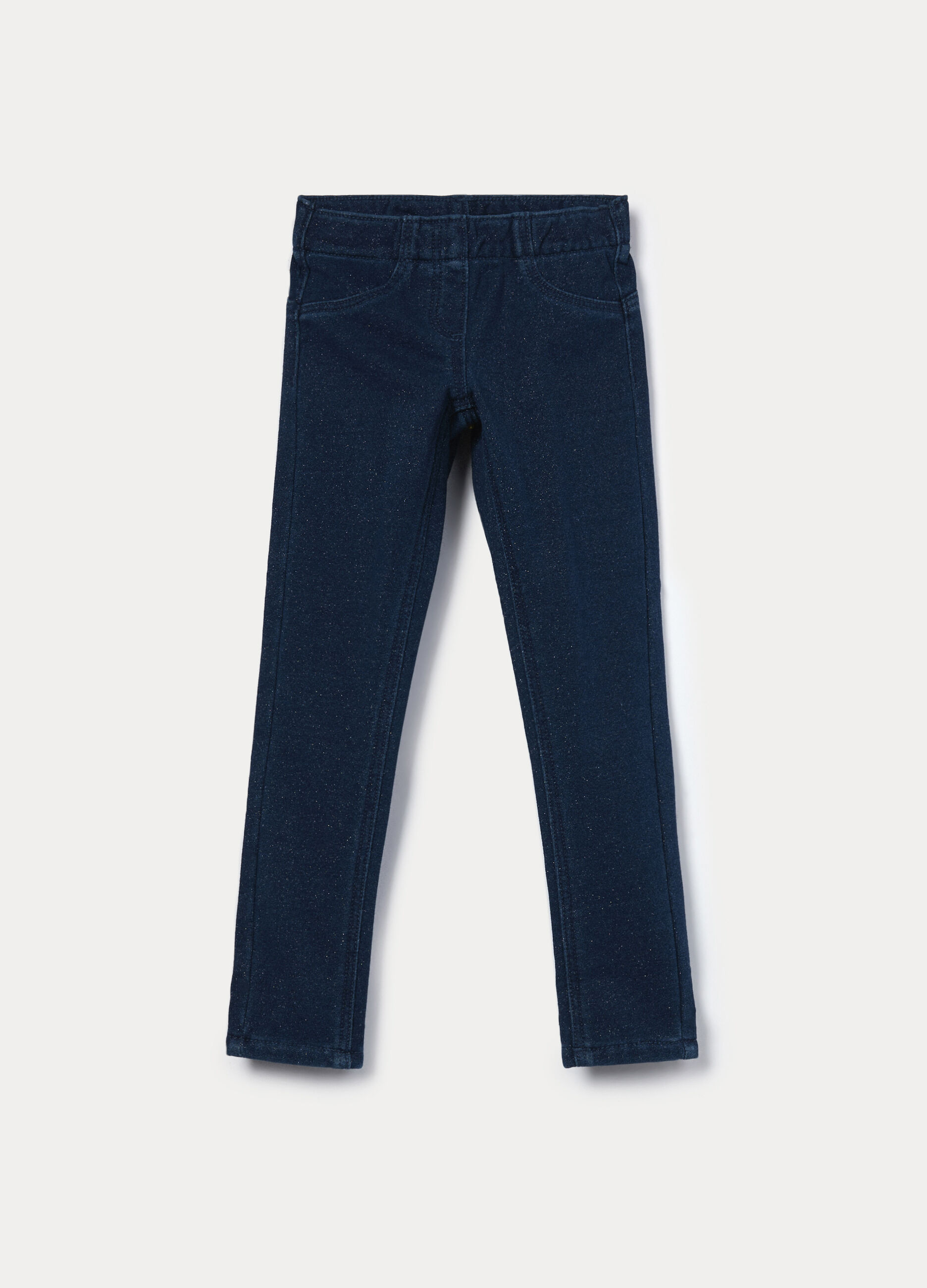 Jeggings in french terry denim misto cotone bambina_0