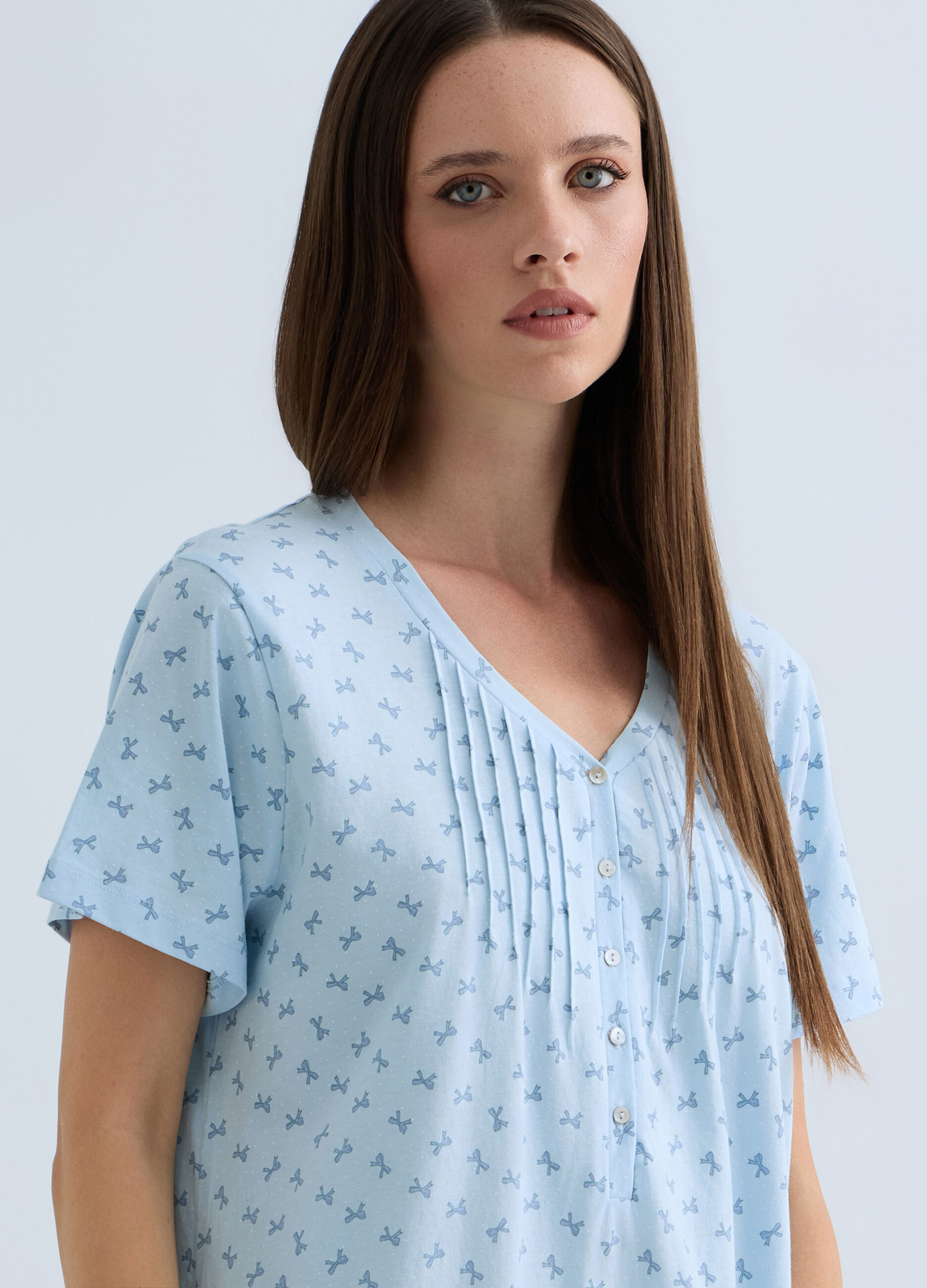 Camicia da notte corta con scollo a V donna_2