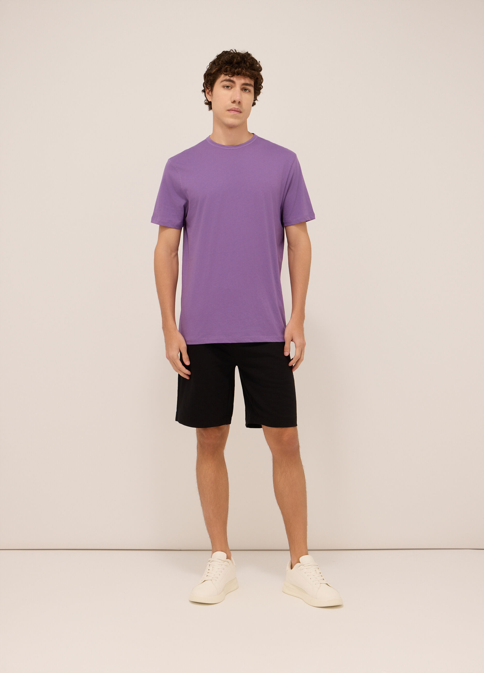 Shorts sportivi in felpa di cotone uomo_0