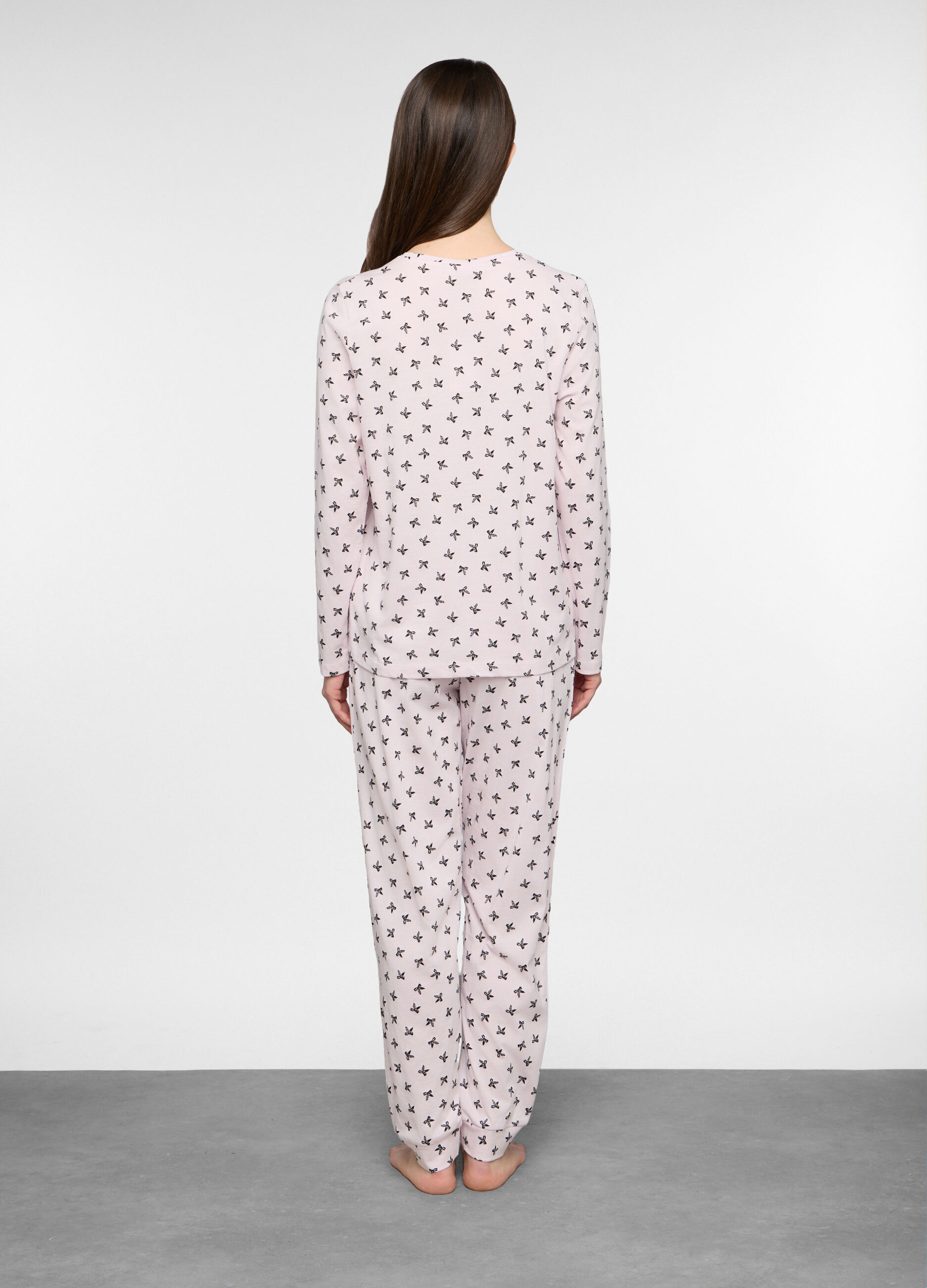 Set pigiama lungo in jersey di puro cotone donna_1