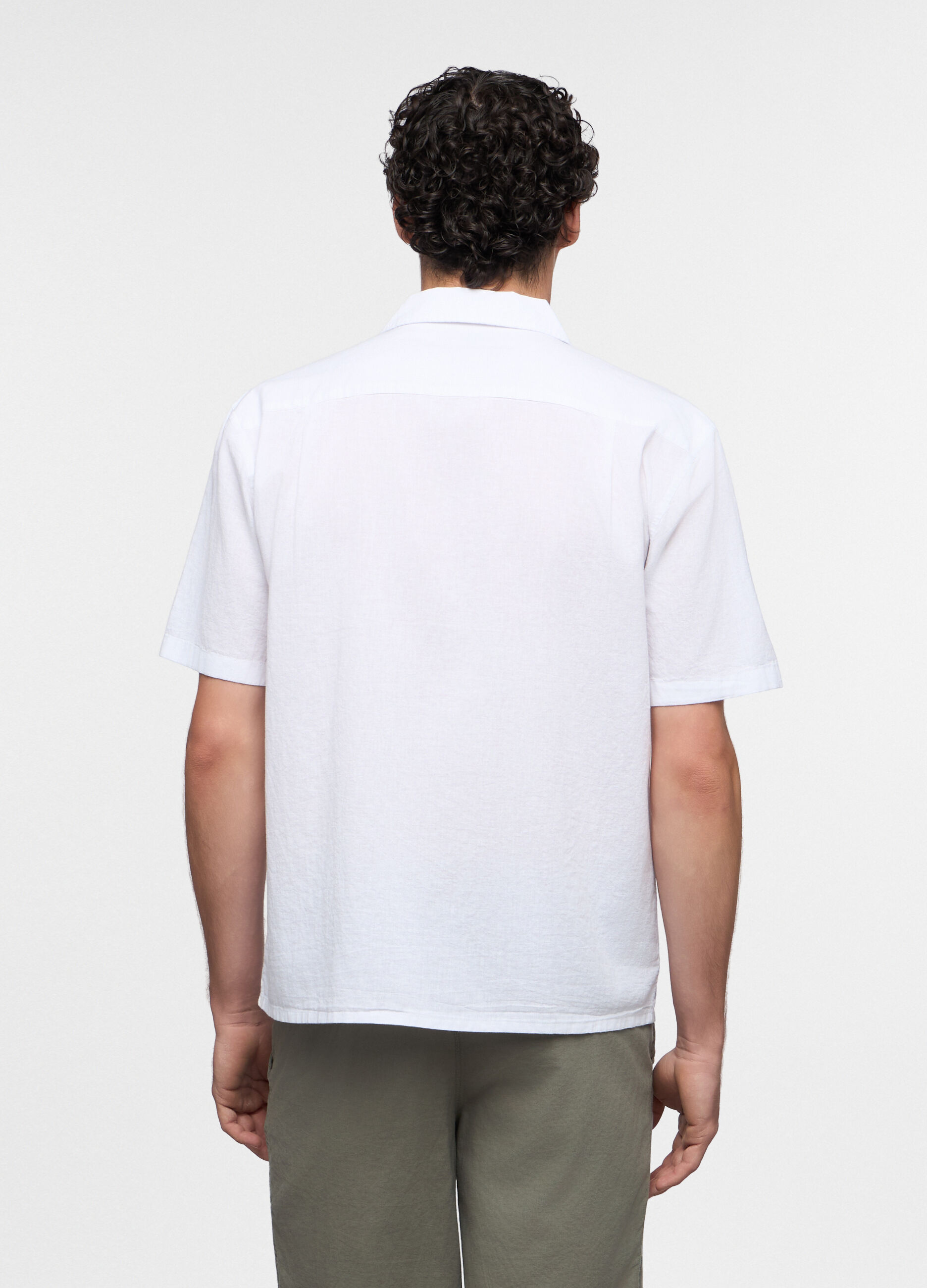 Camicia a maniche corte in cotone e lino uomo_1